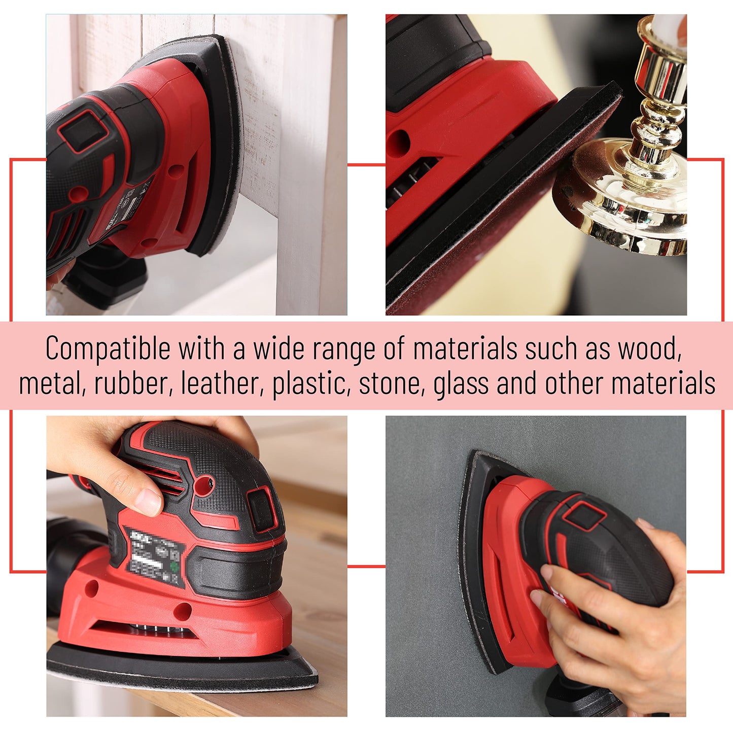 Bates- Mouse Detail Sander Sanding Pads, 30 pcs, 40/80/120/180/240 Grits, Palm Sander Sandpaper
