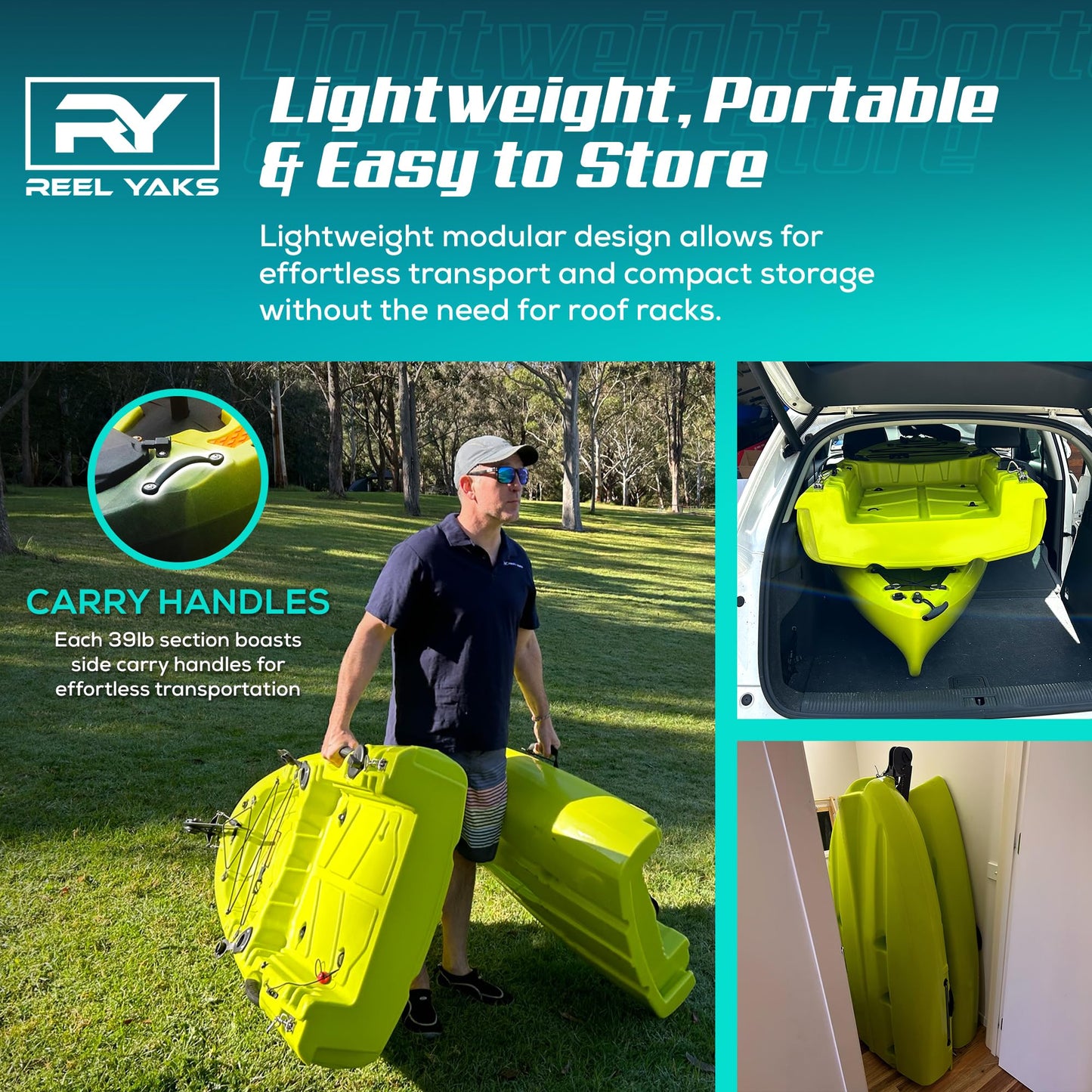 Rocket Modular Fishing Kayak - 9.8ft Lightweight Propeller Drive, Sit On Top Kayak for Adults & Youth - Stable & Portable, Ideal Space-Saving Design - 400 lbs Capacity - Yellow Black