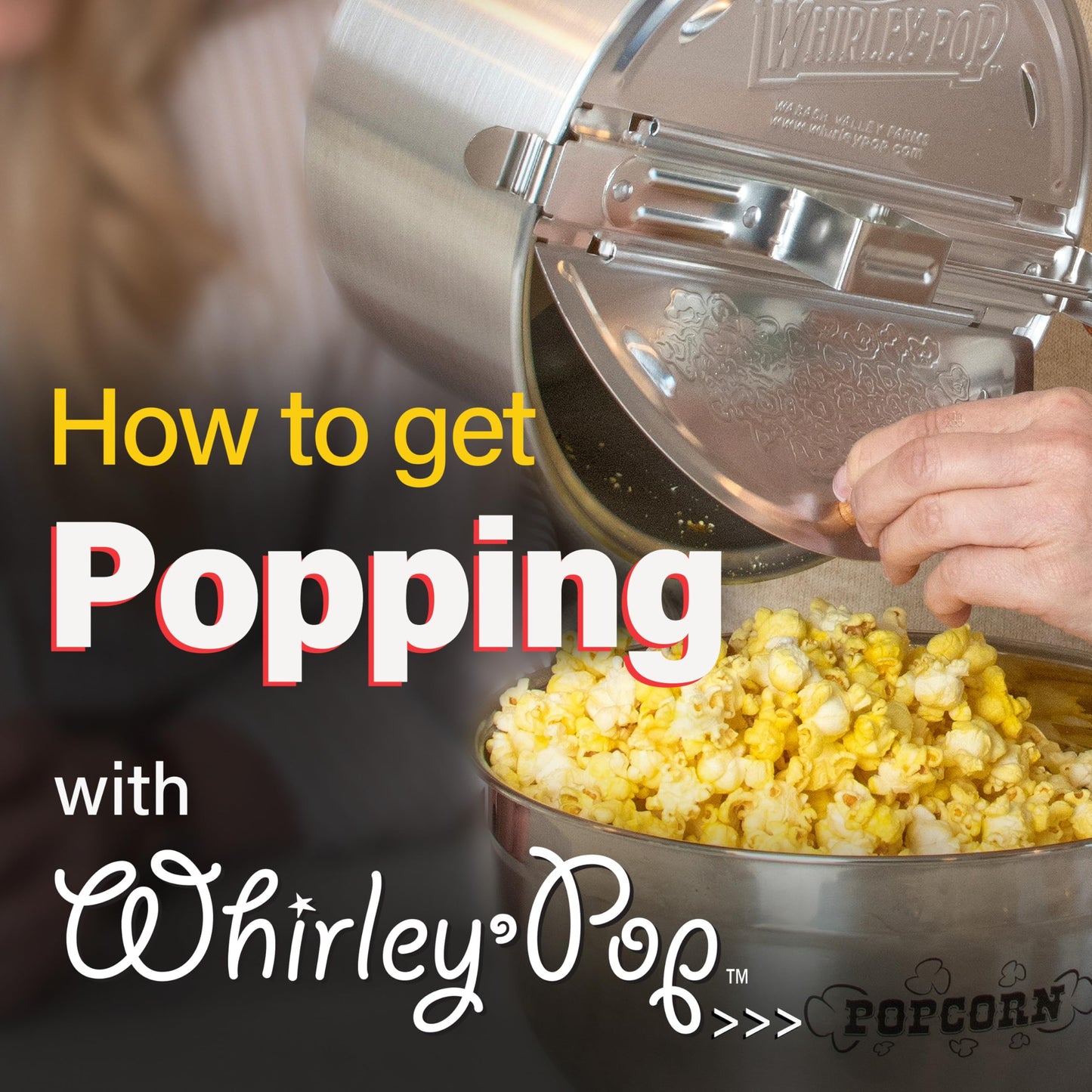 Original Whirley Pop Popcorn Maker - Wabash Valley Farms Gourmet Popcorn Popper, Aluminum Pot With Nylon Gears, 3-Minute Stove Top Popper, Home Movie Night (Silver)