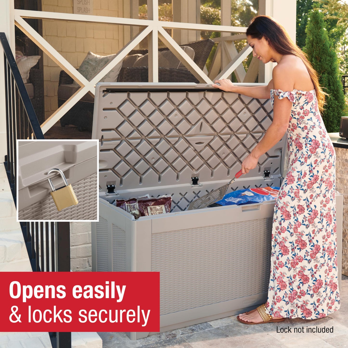 Rubbermaid Extra Large Resin Outdoor Storage Deck Box (134 Gal), Weather Resistant, Black, Deck Organization for Home/Backyard/Pool Chemicals/Toys/Garden Tools/Porch/Patio Cushions