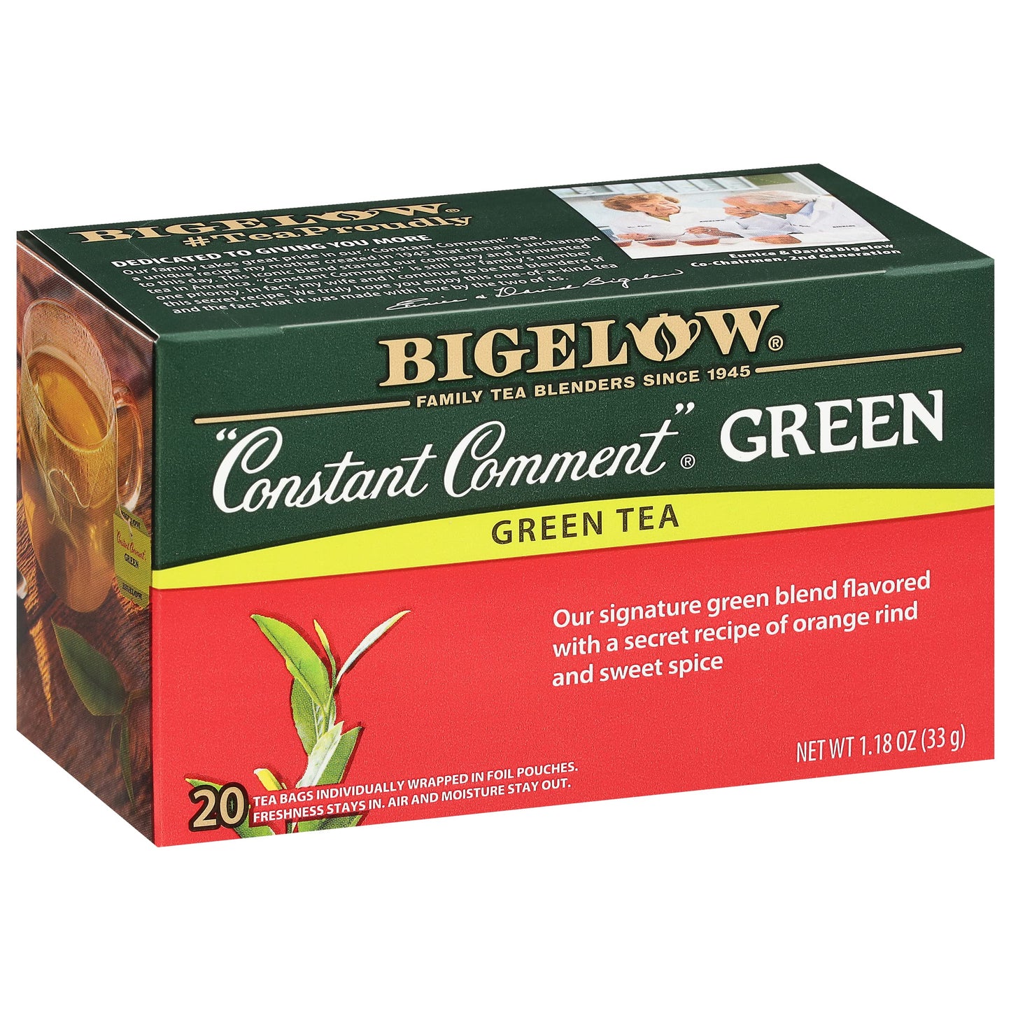 Bigelow Tea Green Tea Variety Pack, Classic Green Tea, Lemon, Pomegranate, Mint, Peach and Constant Comment Flavors, 20 Count Box (Pack of 6), 120 Total Tea Bags