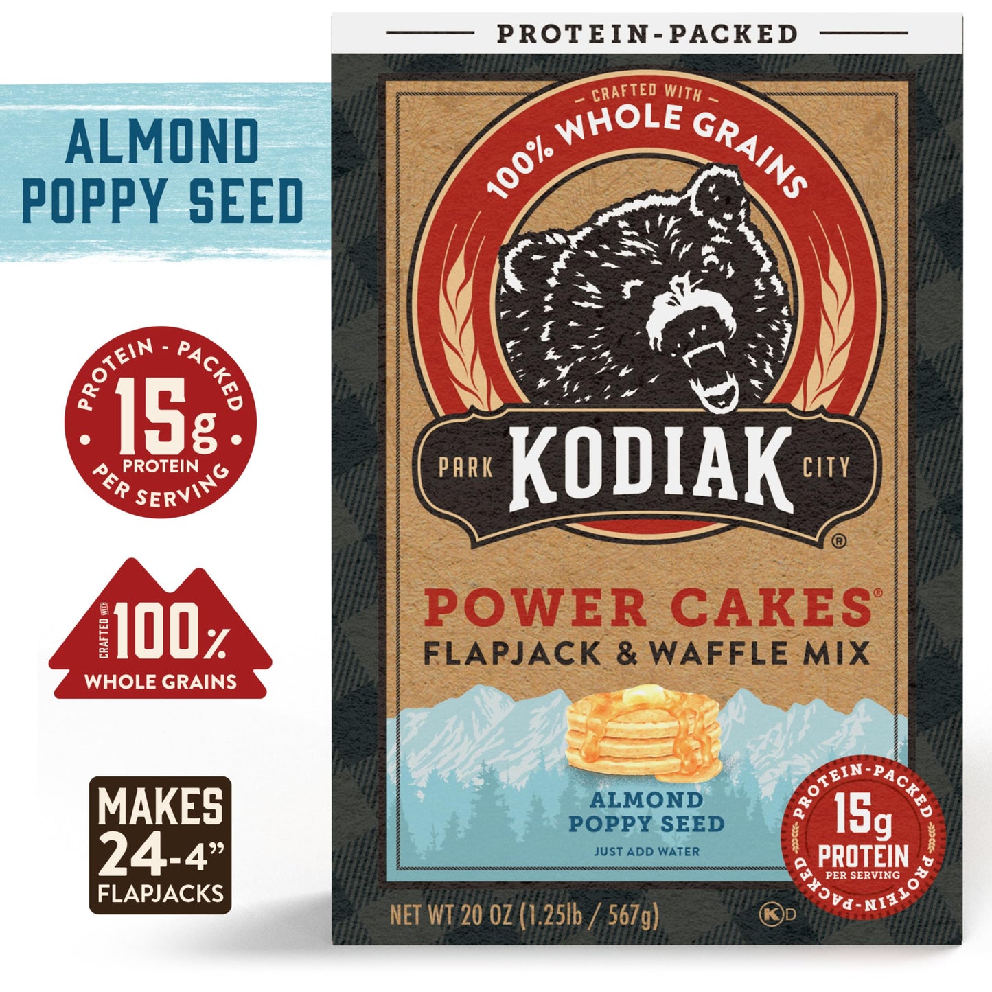 Kodiak Cakes Protein Pancake Power Cakes, Flapjack and Waffle Baking Mix, Buttermilk, 20 Oz, (Pack of 6)