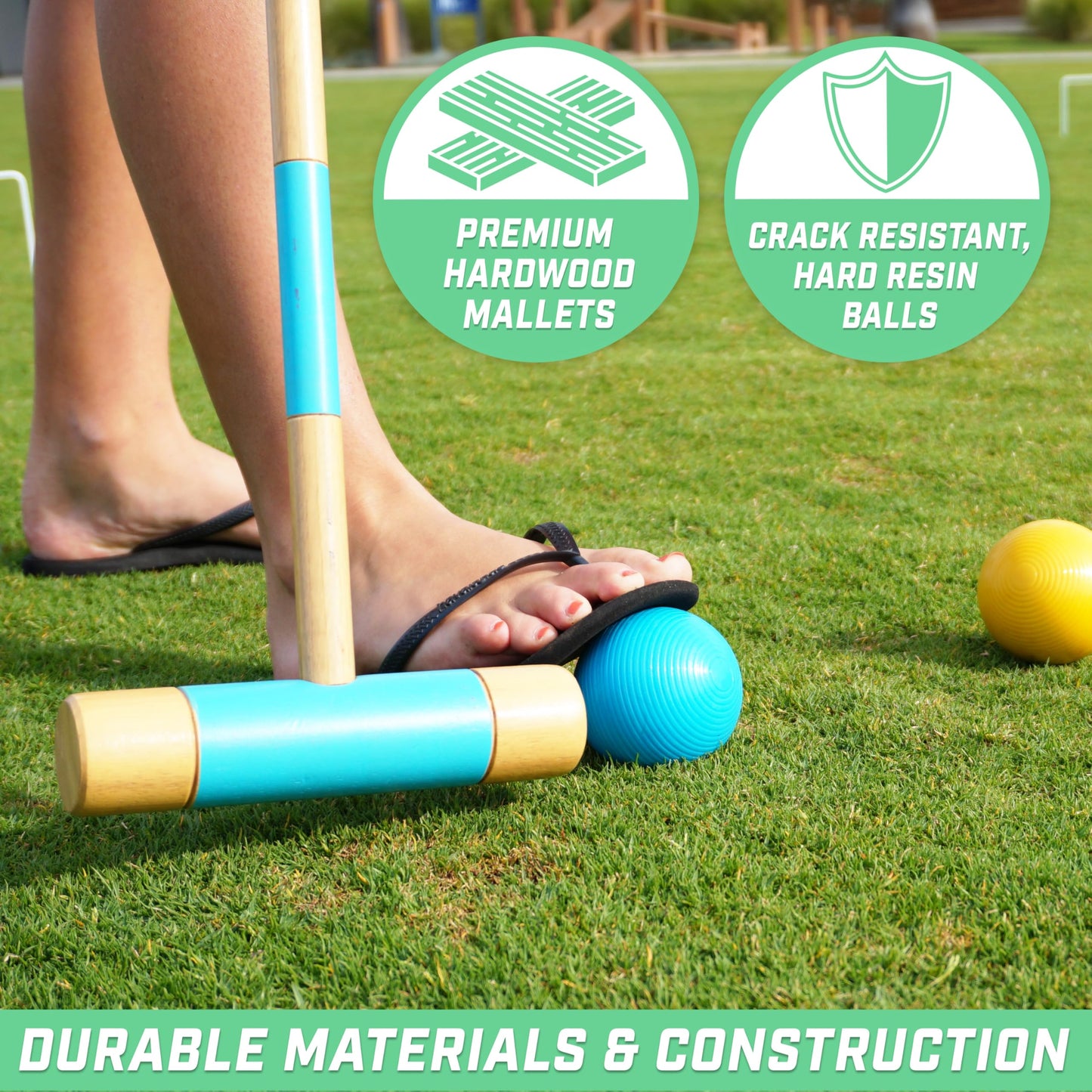 GoSports Deluxe Croquet Set - Full Size for Adults & Kids