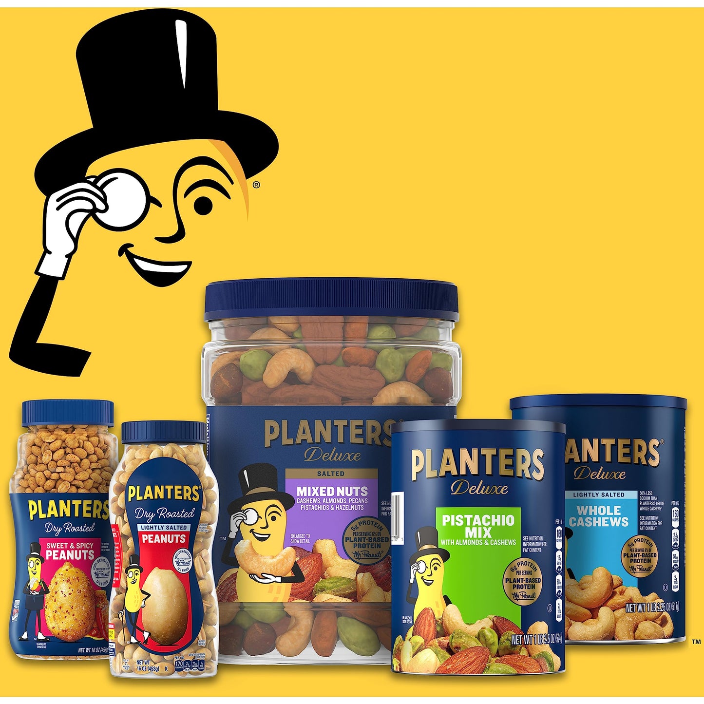 PLANTERS Peanuts, Dry Roasted Peanuts, Lightly Salted Snack Mix, Snacks for Adults - 16 oz. Jars, Pack of 12 PLANTERS Nuts