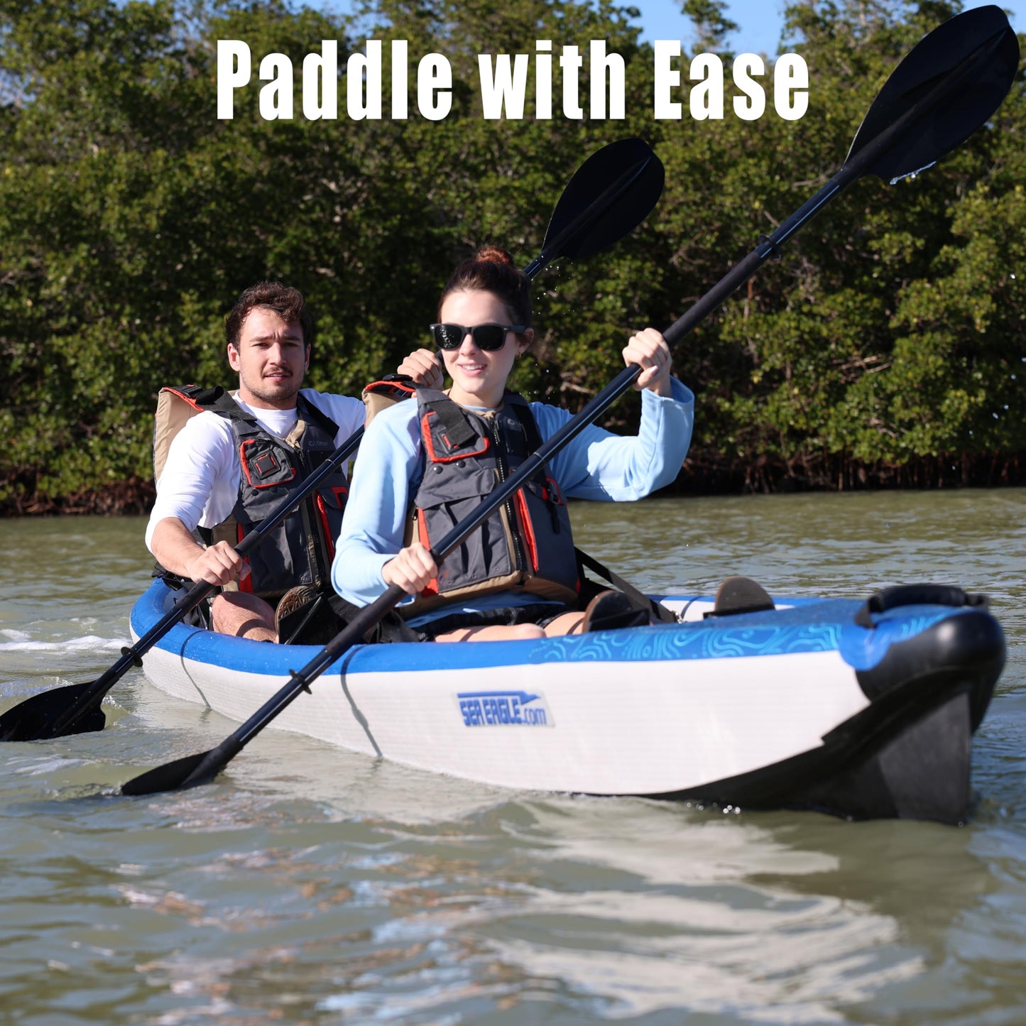 Sea Eagle RazorLite Inflatable Kayak - Lightweight, Drop Stitch, High Speed Touring Kayak - Solo or Tandem - Tall Back Seat(s), Paddle(s), Backpack, Skeg and Pump