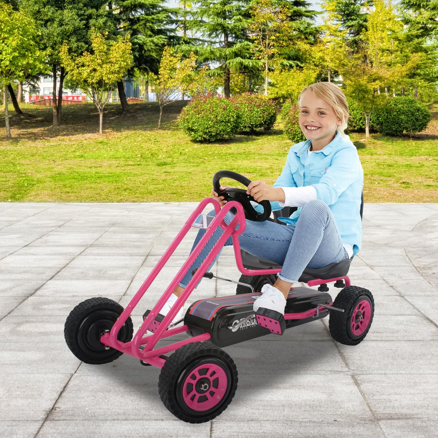 hauck Kids Pedal Go Kart, 4 Wheel Bike Cart, Ages 4-8, Lightning Ride, Race Green