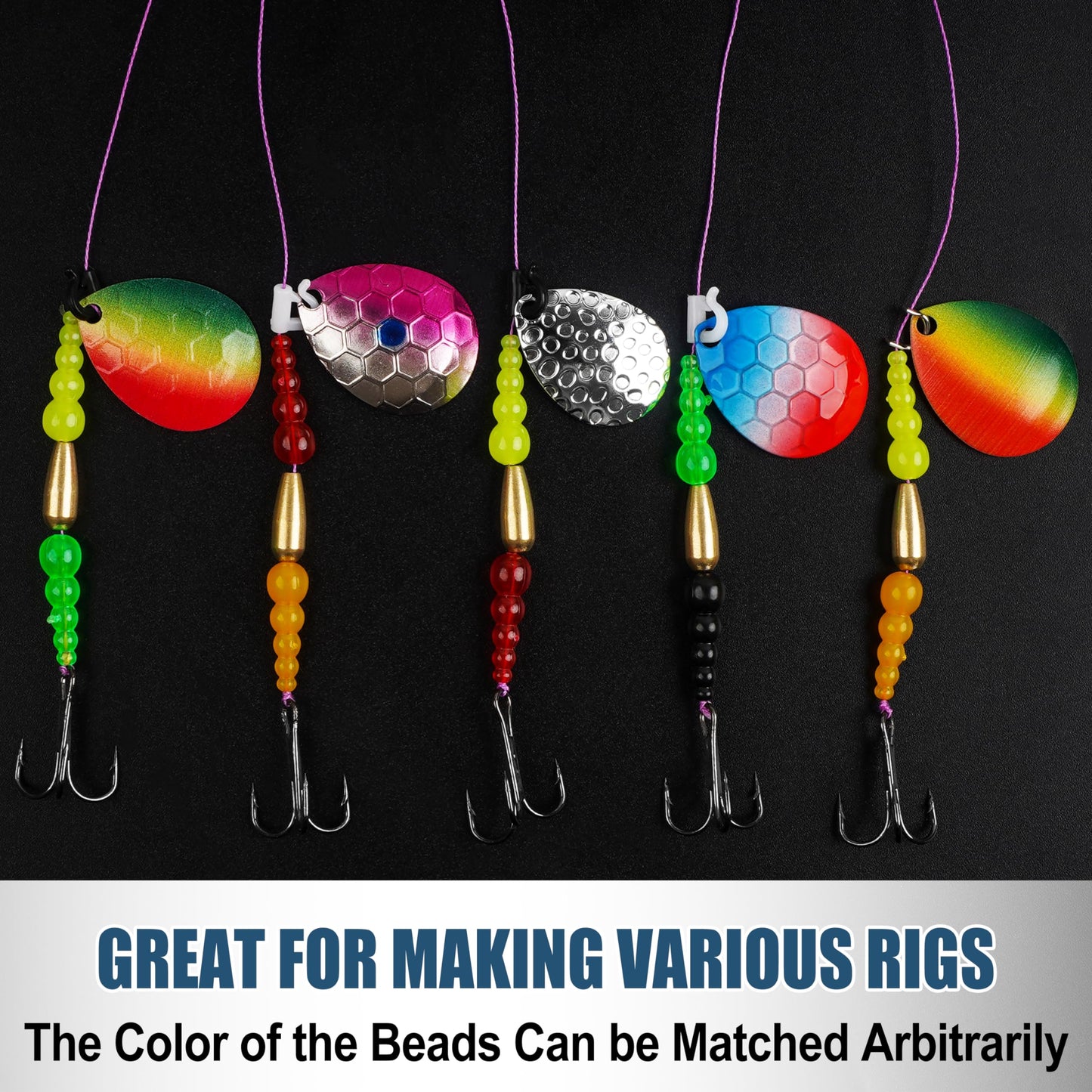 Walleye Rig Making Kit,205pcs DIY Lure Making Supplies Parts for Crawler Harness Walleye Spinner Rigs Colorado Blades Pompano Floats Clevises Beads Hooks Spinner Lure Making Kit