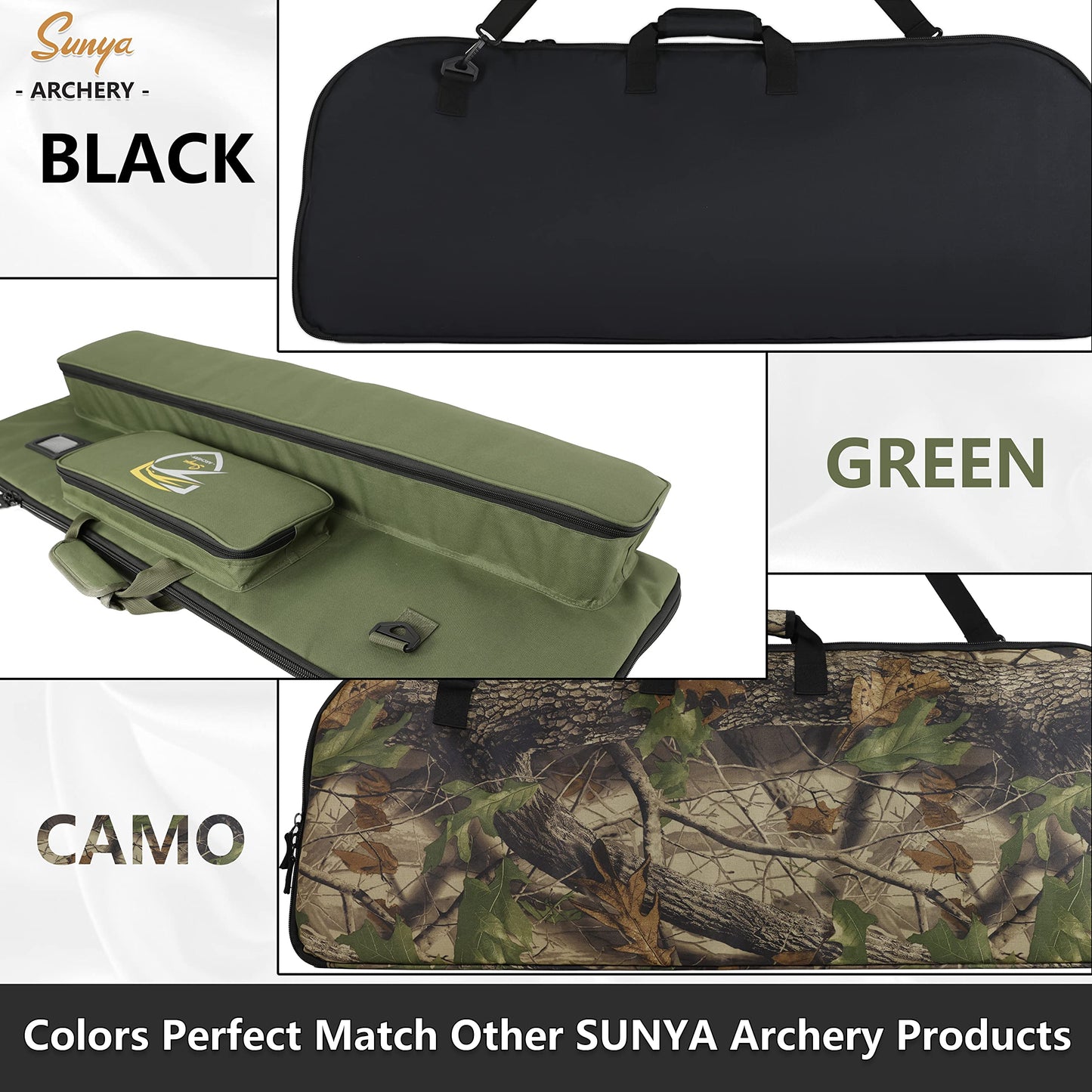 SUNYA Compound Bow Case with Molle System - Neoprene Bow String Protection & Padded Shoulder Sling - Soft Carrying Case for Archery Accessories, Equipment
