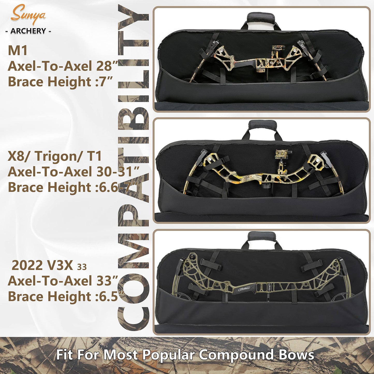 SUNYA Compound Bow Case with Molle System - Neoprene Bow String Protection & Padded Shoulder Sling - Soft Carrying Case for Archery Accessories, Equipment