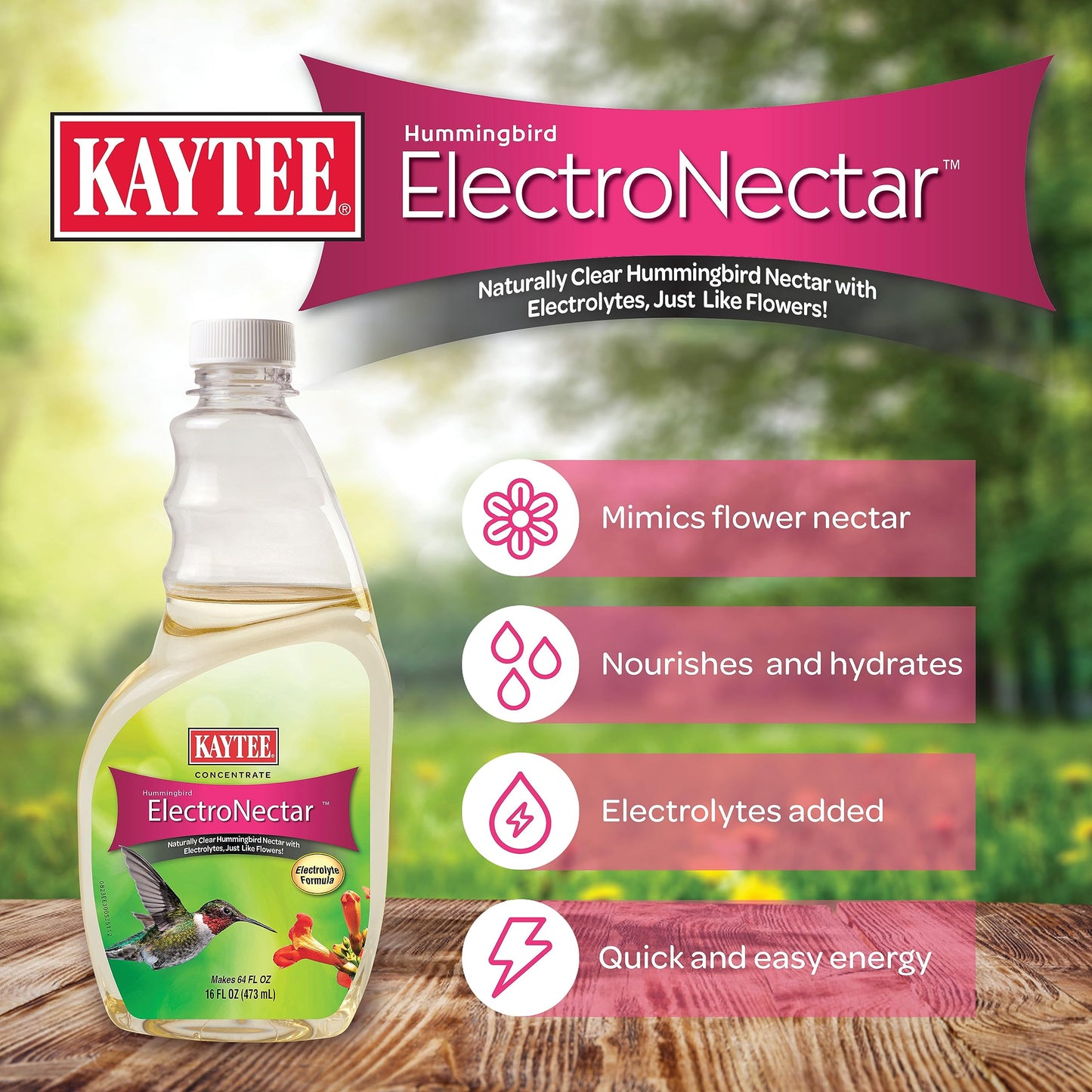 Kaytee Hummingbird ElectroNectar Wild Bird Food, Ready to Use, 64 Ounces