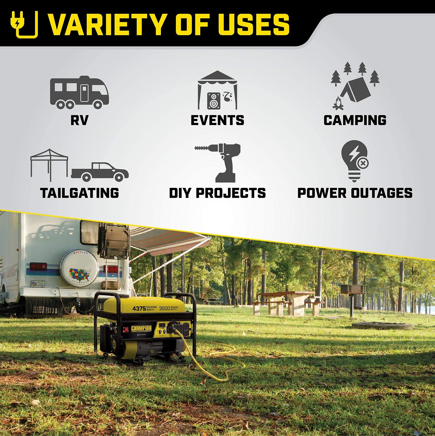 Champion Power Equipment 4375-Watt RV Ready Portable Generator with CO Shield