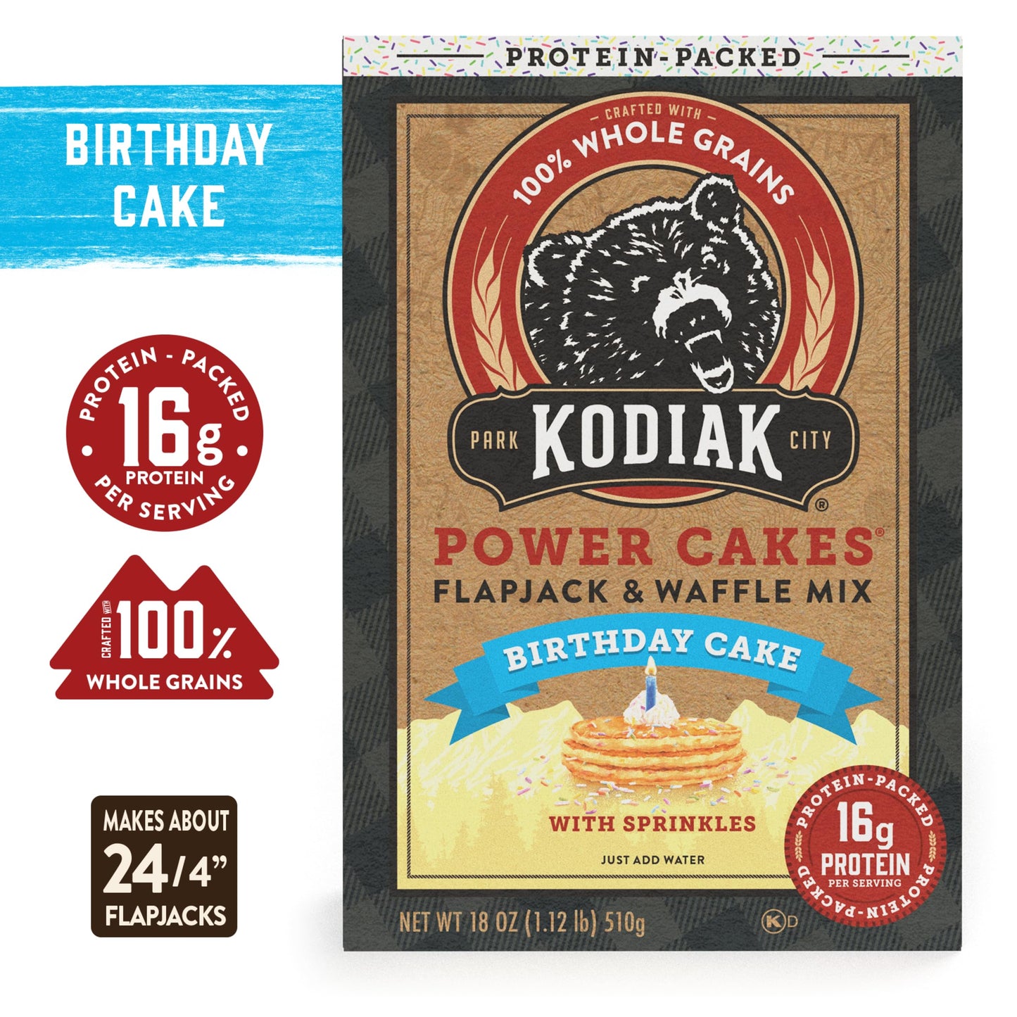 Kodiak Cakes Protein Pancake Power Cakes, Flapjack and Waffle Baking Mix, Buttermilk, 20 Oz, (Pack of 6)