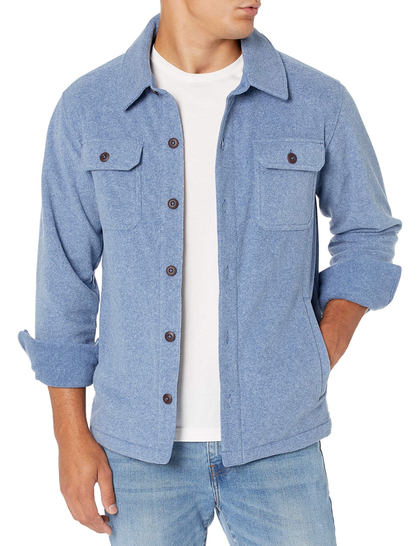 Amazon Essentials Men's Long-Sleeve Polar Fleece Shirt Jacket