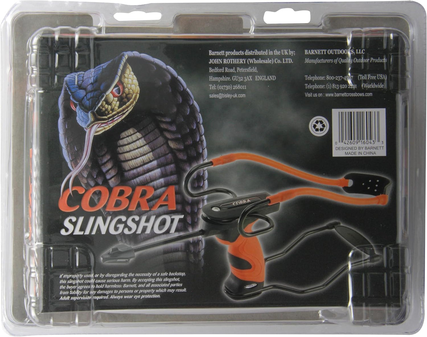 Barnett 160433 Outdoors Cobra Slingshot with Stabilizer and Brace,Red/Black