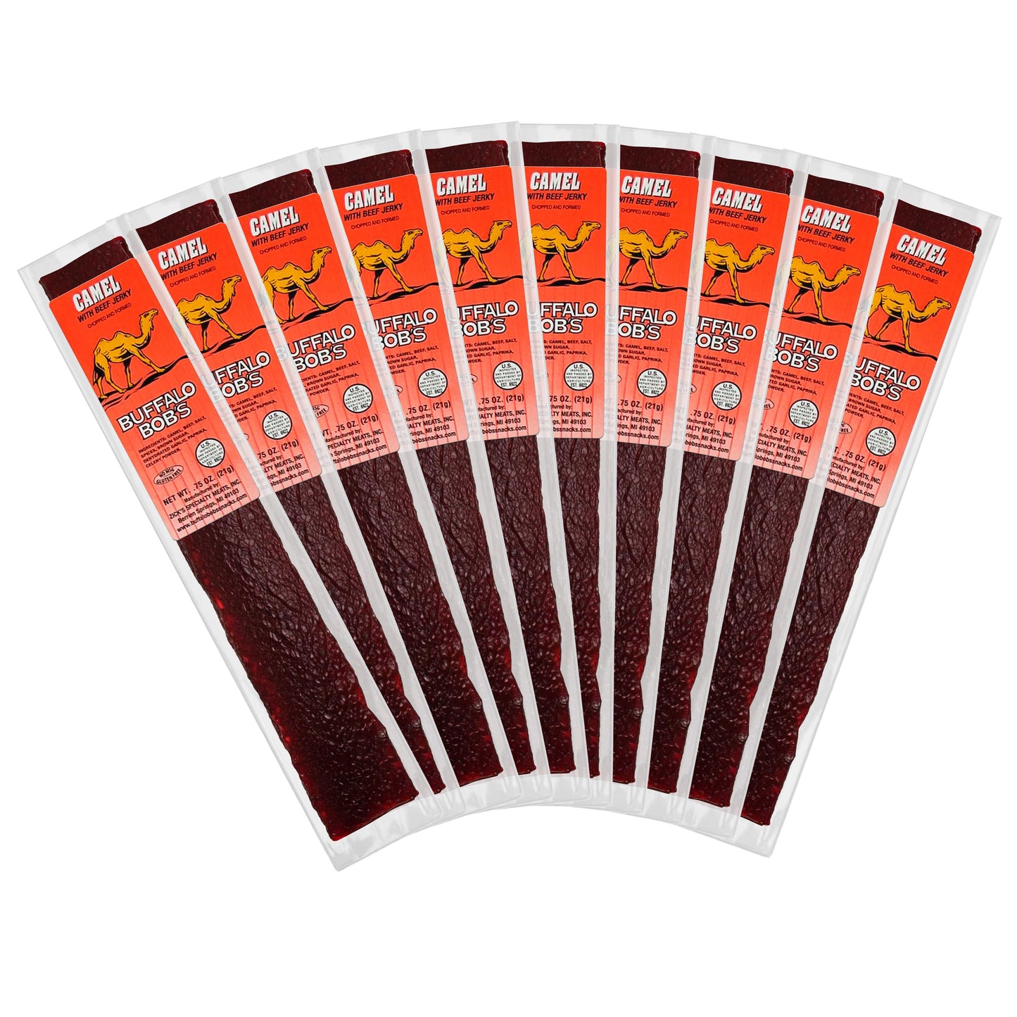 Buffalo Bob's Exotic Jerky (10-Pack), 10 Flavor Variety Pack of Snack Sticks, Wild Game Beef Gifts for Men