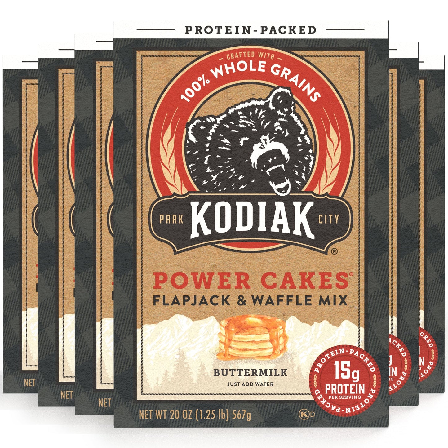 Kodiak Cakes Protein Pancake Power Cakes, Flapjack and Waffle Baking Mix, Buttermilk, 20 Oz, (Pack of 6)