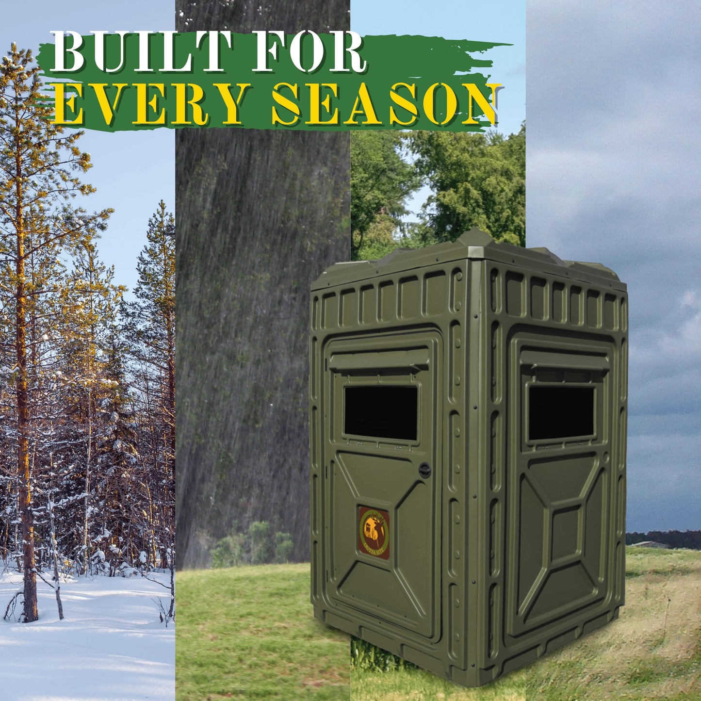 Outta Site Hunting Blind – 4 & 5 Sided High Density Plastic Hunting Blind – 1-2 & 2-3 Person Hard-Sided Ground Blind for Deer, Turkey Hunting – 360 Views – Arctic Snow Camo, Habitat Olive, Thicket Oak