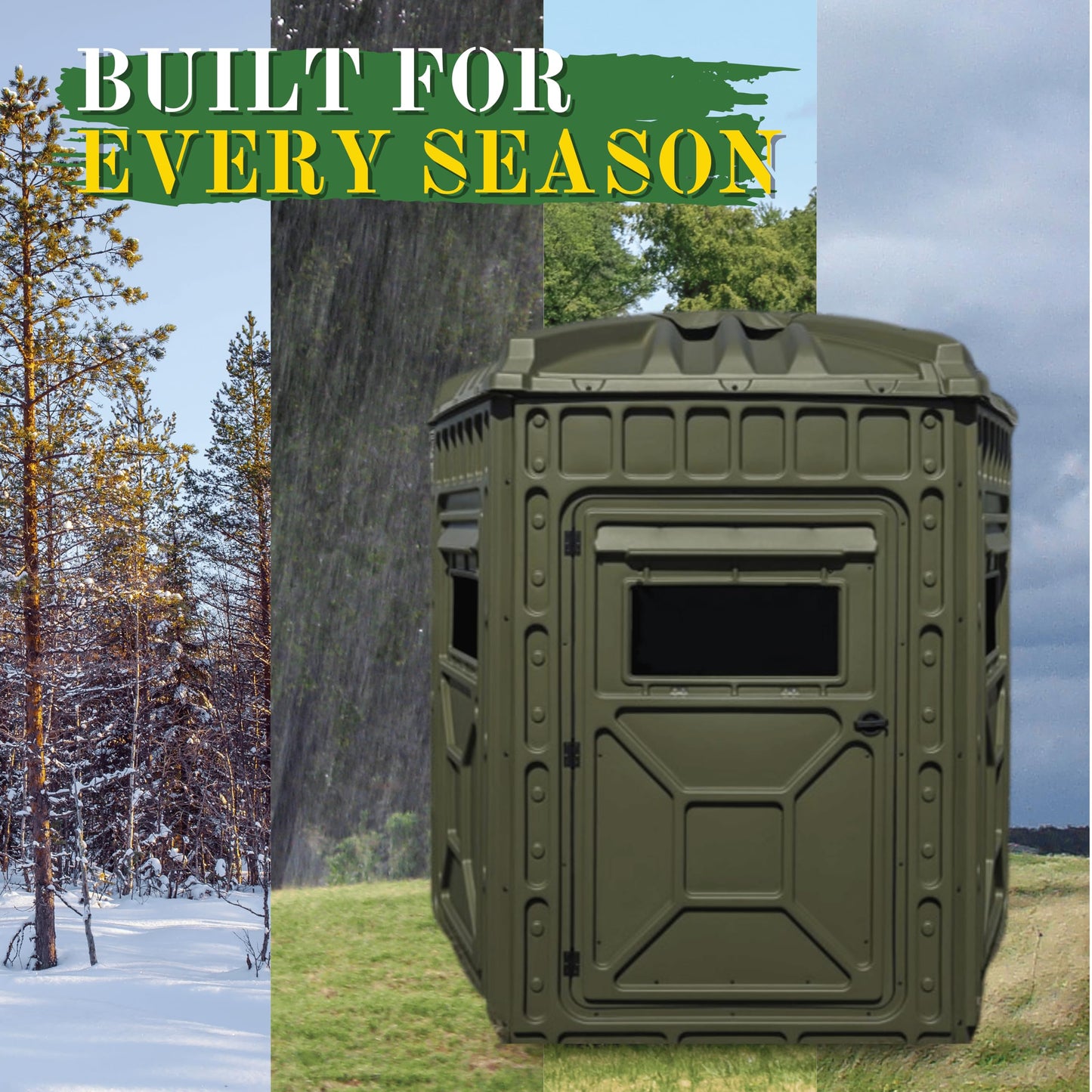 Outta Site Hunting Blind – 4 & 5 Sided High Density Plastic Hunting Blind – 1-2 & 2-3 Person Hard-Sided Ground Blind for Deer, Turkey Hunting – 360 Views – Arctic Snow Camo, Habitat Olive, Thicket Oak