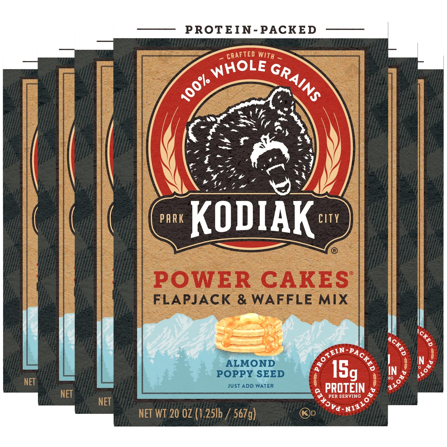 Kodiak Cakes Protein Pancake Power Cakes, Flapjack and Waffle Baking Mix, Buttermilk, 20 Oz, (Pack of 6)