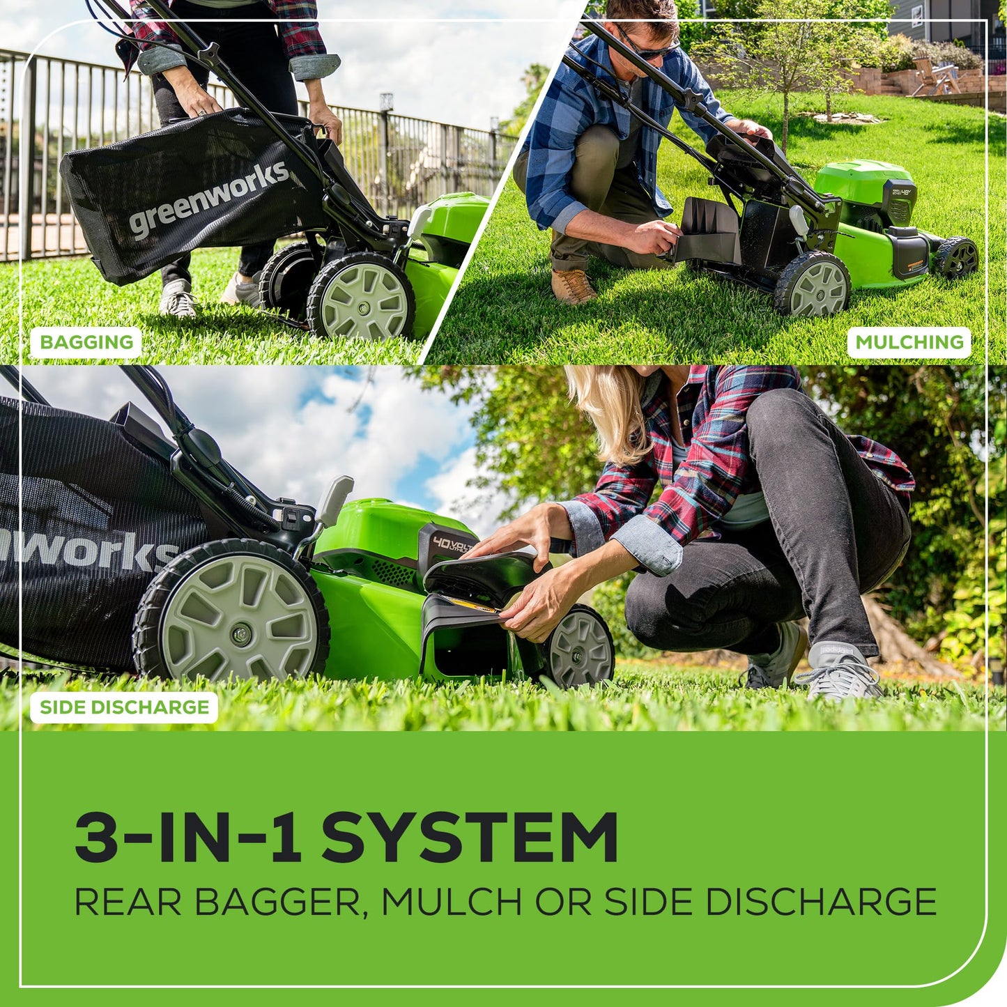 Greenworks 40V 16" Cordless Lawn Mower, Ultra-Light Push Mower with 4.0Ah Battery & Charger(75+ Tool Compatibility, 45Min Runtime)