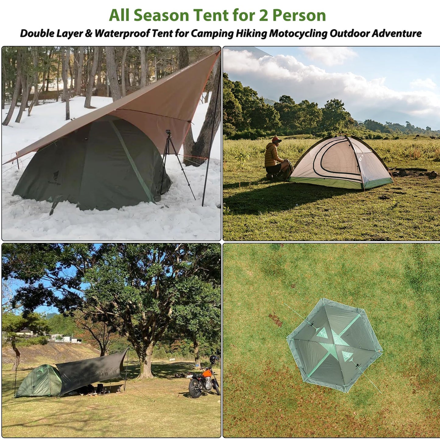 GEERTOP Ultralight 2 Person Backpacking Tent 4 Season Waterproof Camping Tent Double Layer Cold Weather Easy Set Up Tents for Family Camp, Hiking, Hunting Outdoor Mountaineering Travel