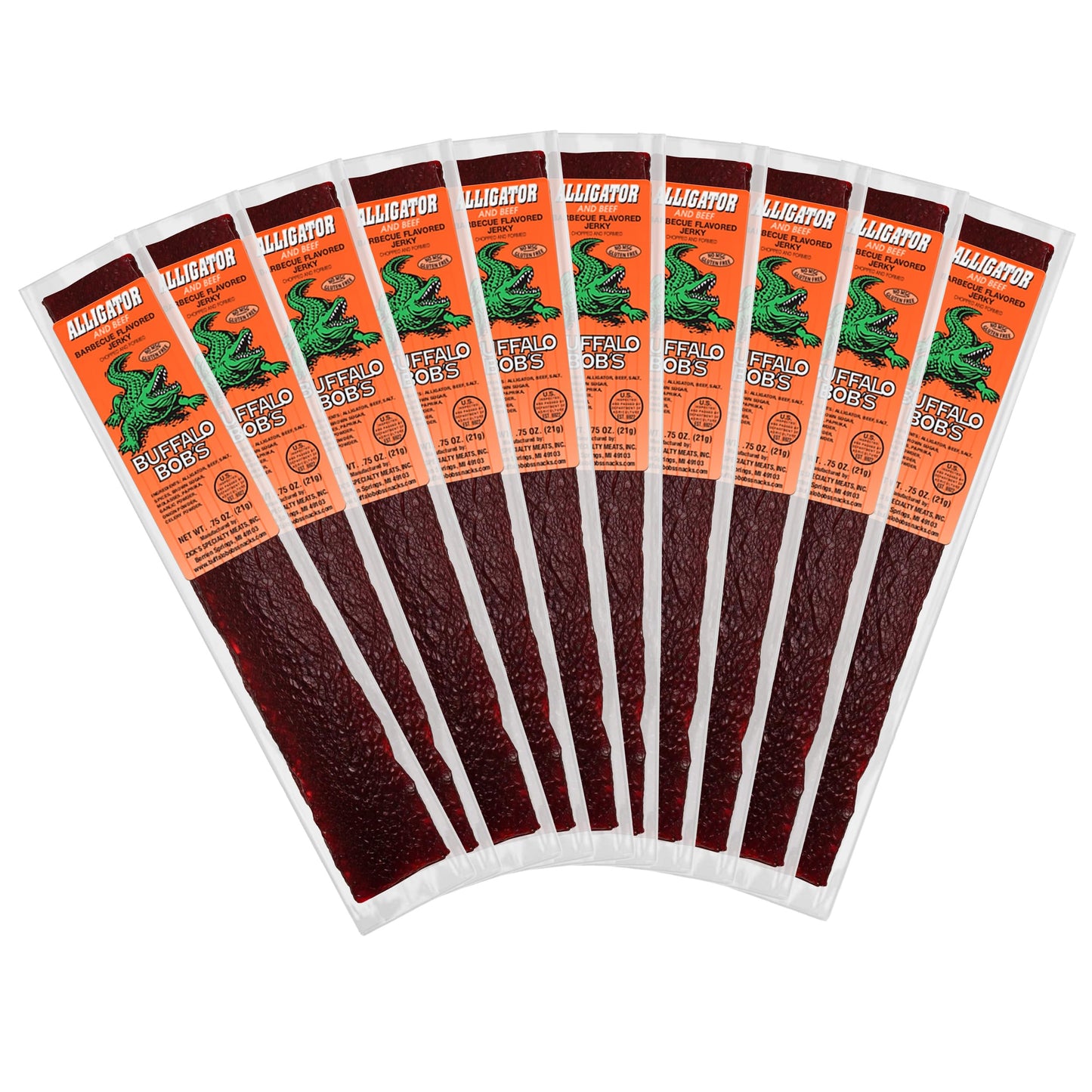 Buffalo Bob's Exotic Jerky (10-Pack), 10 Flavor Variety Pack of Snack Sticks, Wild Game Beef Gifts for Men
