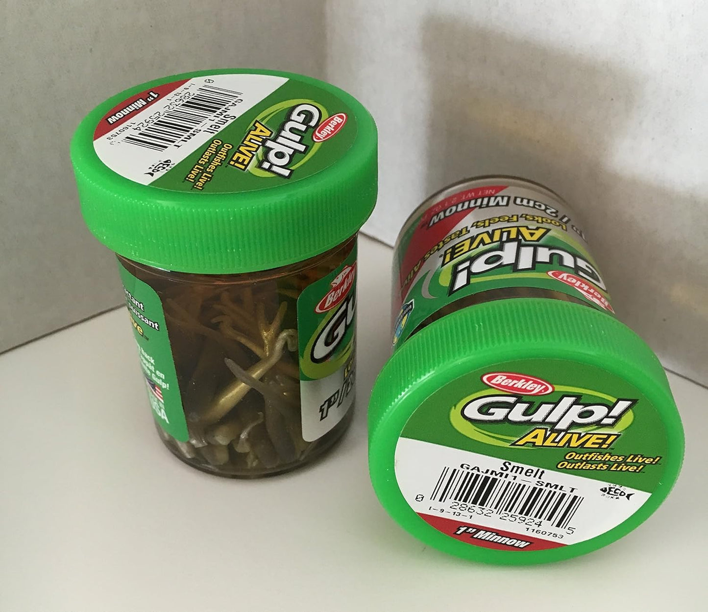 Gulp Bait 1 INCH Smelt Minnow 2 jar Bundle Berkley gulp Alive Perch Minnows ice Fishing Bait Panfish Minnows