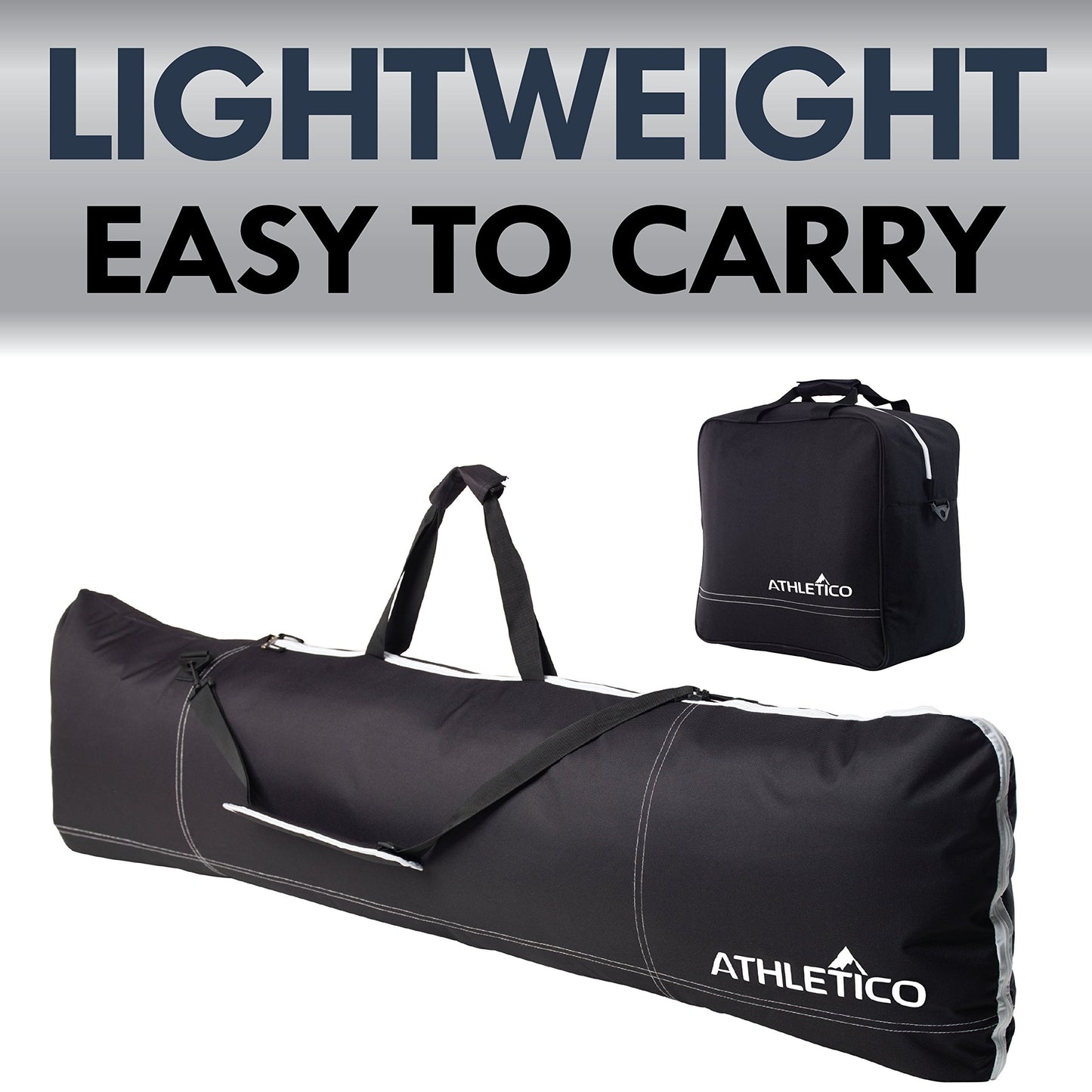 Athletico Two-Piece Snowboard and Boot Bag Combo | Store & Transport Snowboard Up to 165 CM and Boots Up To Size 13 | Includes 1 Snowboard Bag & 1 Boot Bag (Black)