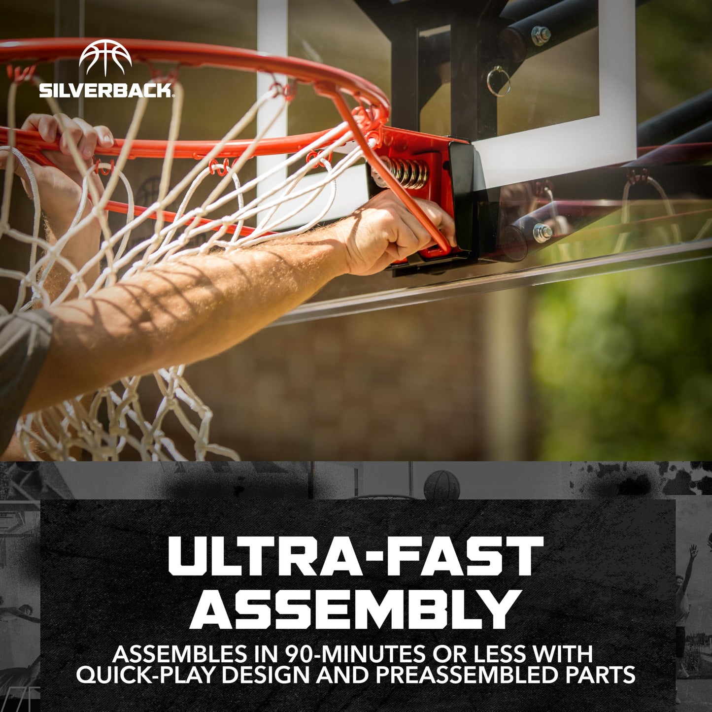 Silverback NXT Portable Adjustable 10-ft Outdoor Basketball Hoop, 50" and 54" Basketball Goal Backboard Available - Assembles in 90 Minutes
