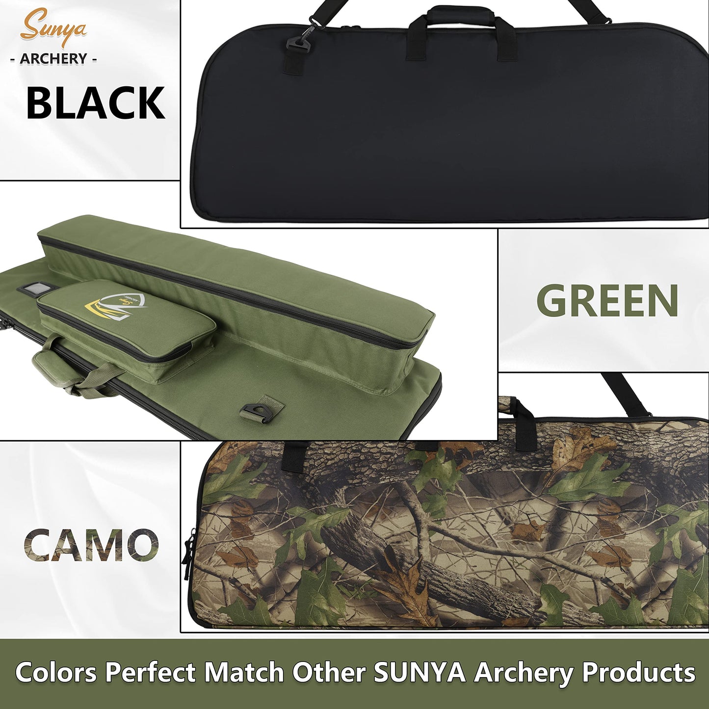 SUNYA Compound Bow Case with Molle System - Neoprene Bow String Protection & Padded Shoulder Sling - Soft Carrying Case for Archery Accessories, Equipment