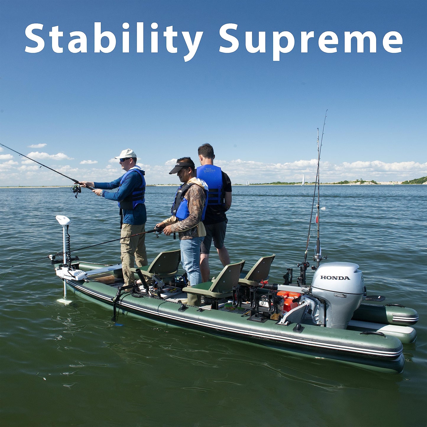 Sea Eagle FSK16 FishSkiff Inflatable 16', High Pressure, All-Drop-Stitch, 1-3 Person Frameless Fishing Boat w/Rigid 6” External Keel - Portable, Storable, and Transportable