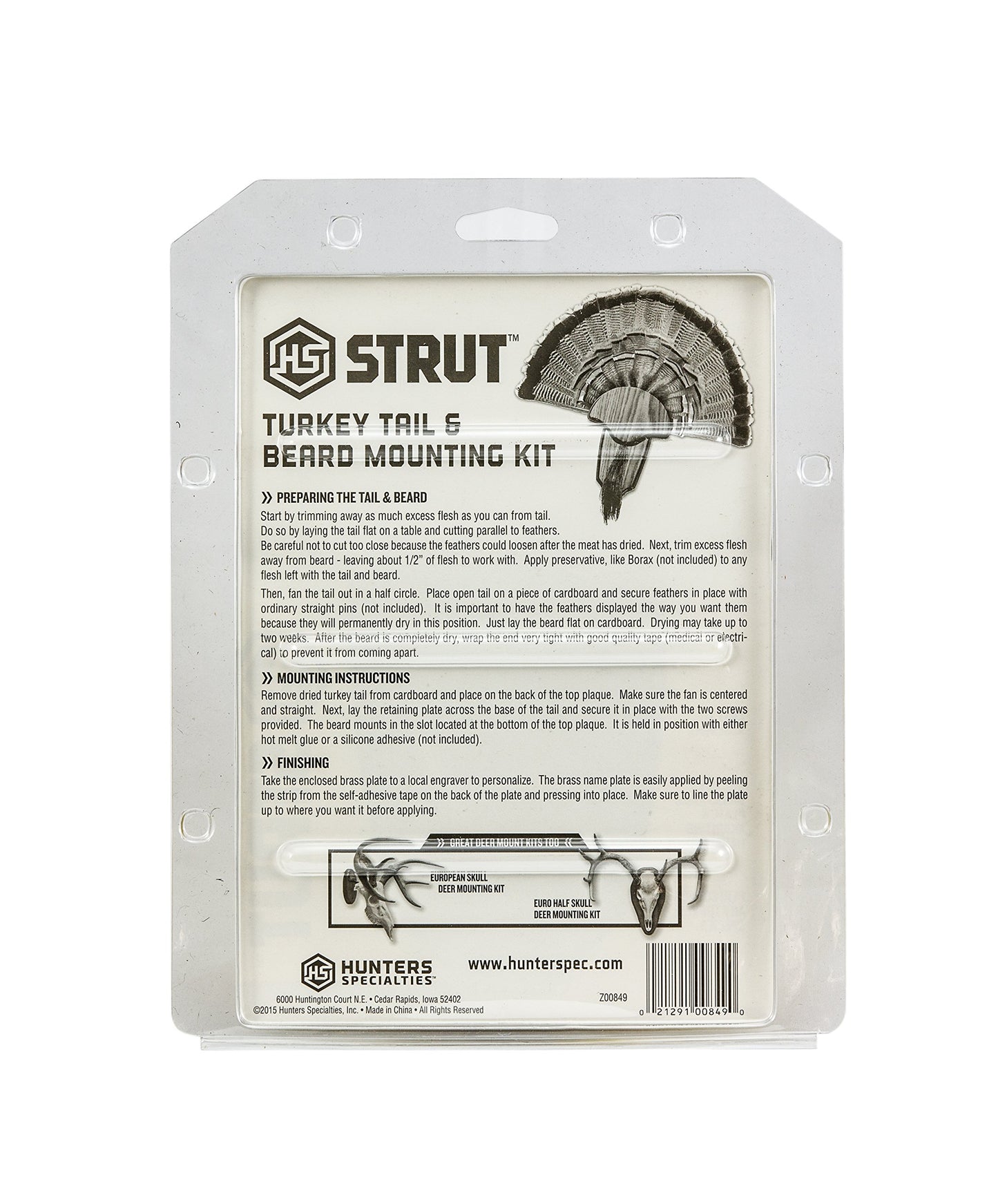 HUNTERS SPECIALTIES Strut Turkey Tail & Beard Mounting Kit - Durable Easy To Assemble Trophy Mount Kit With Hardware Included