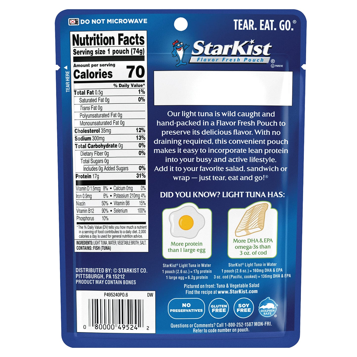 StarKist Chunk Light Tuna in Water, 2.6 Oz, Pack of 24