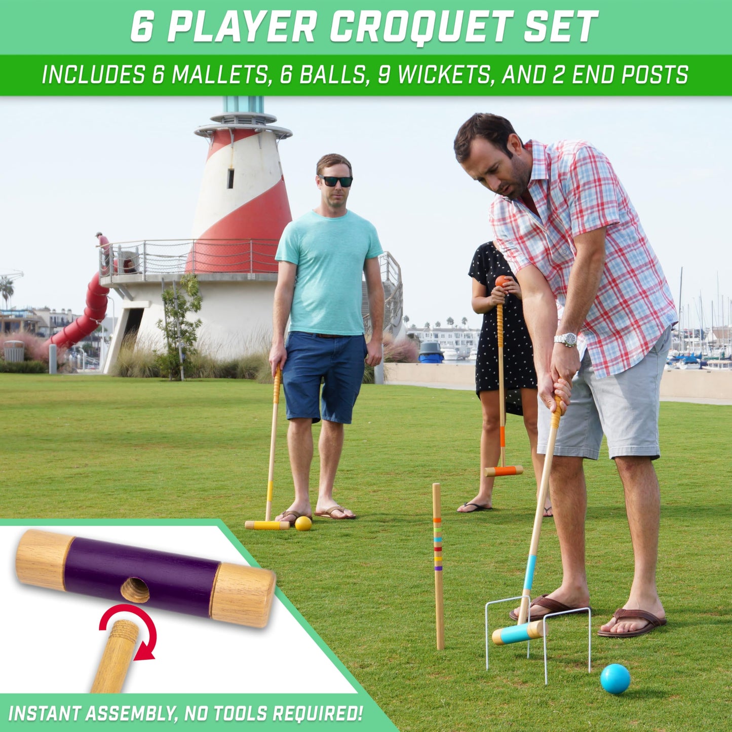 GoSports Deluxe Croquet Set - Full Size for Adults & Kids