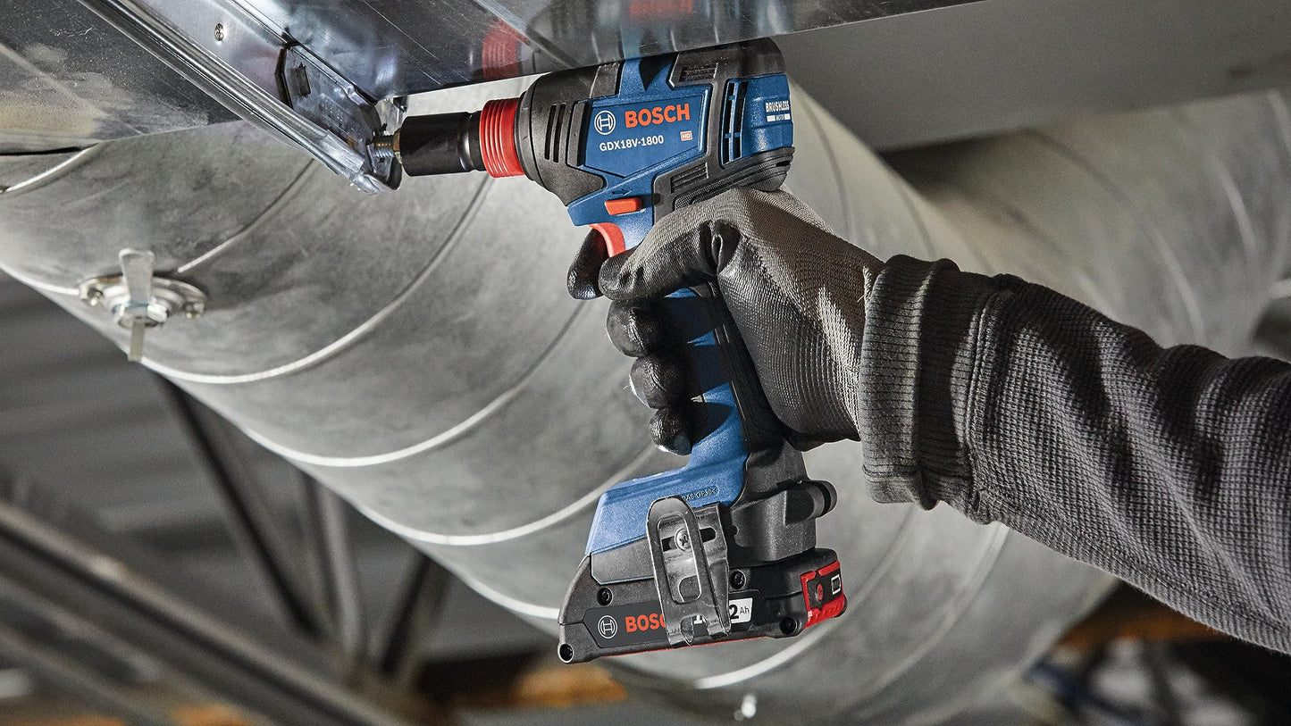 BOSCH GXL18V-501B25 18V 5-Tool Combo Kit with 2-In-1 Bit/Socket Impact Driver/Wrench, 1/2 In. Hammer Drill/Driver, Reciprocating Saw, Circular Saw, LED Worklight and (2) CORE18V 4 Ah Compact Batteries