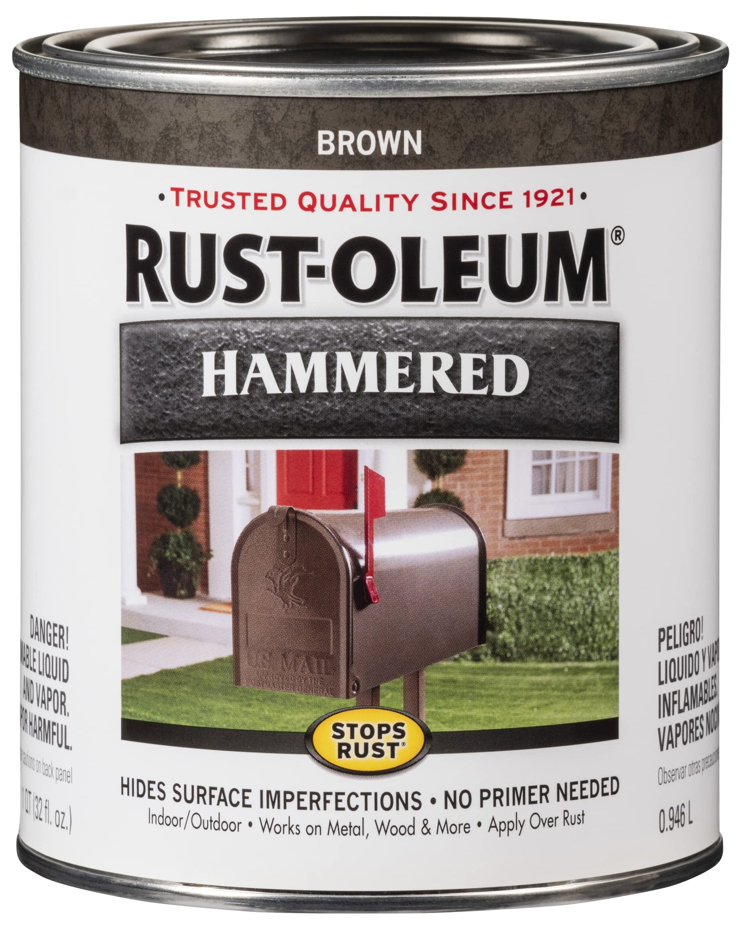 Rust-Oleum 7215502 Stops Rust Hammered Finish Brush Paint, Quart, Black