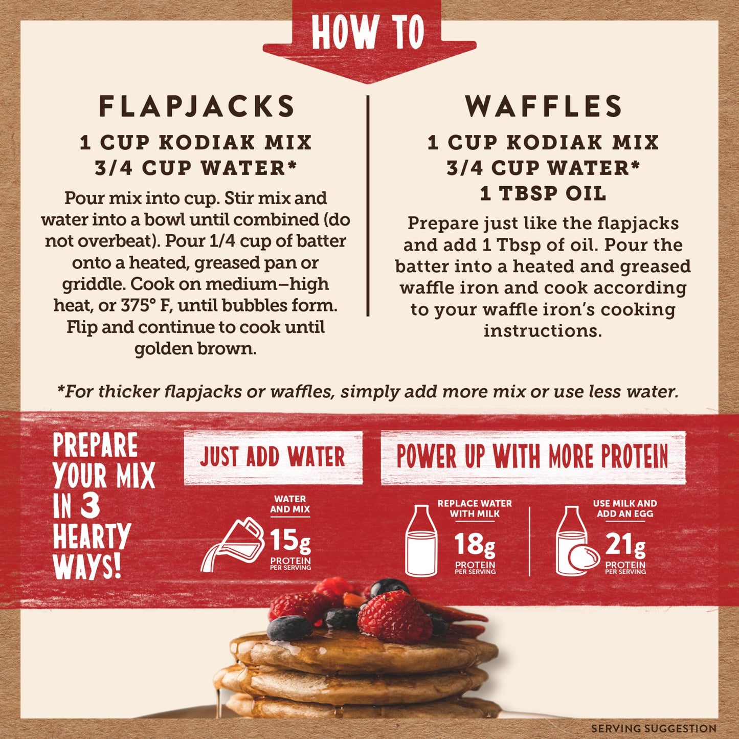 Kodiak Cakes Protein Pancake Power Cakes, Flapjack and Waffle Baking Mix, Buttermilk, 20 Oz, (Pack of 6)