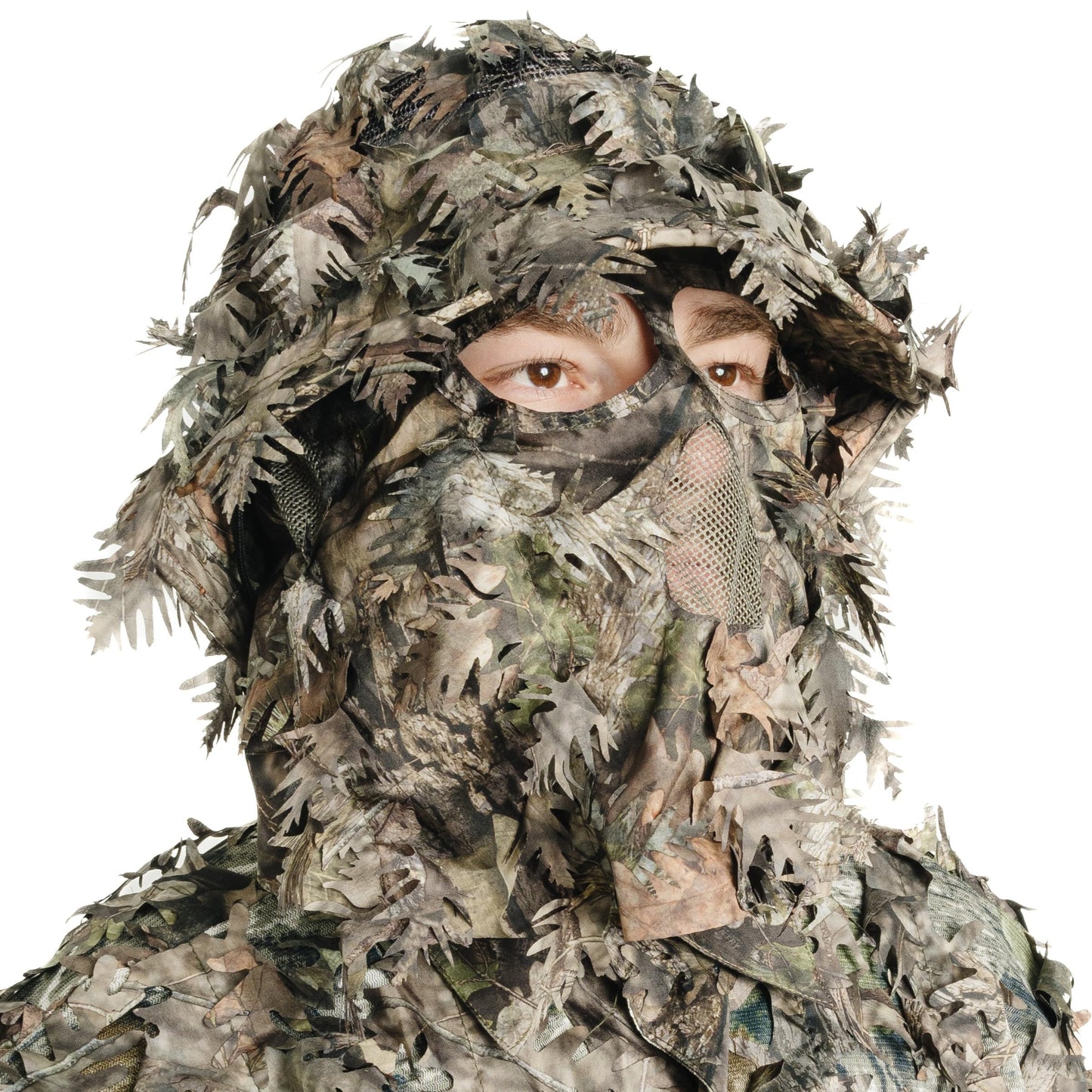 QuikCamo Realtree & Mossy Oak 3D Leafy Camo Face Mask Bucket Hat for Men Deer Duck and Turkey Hunting (Fully Adjustable OSFM)