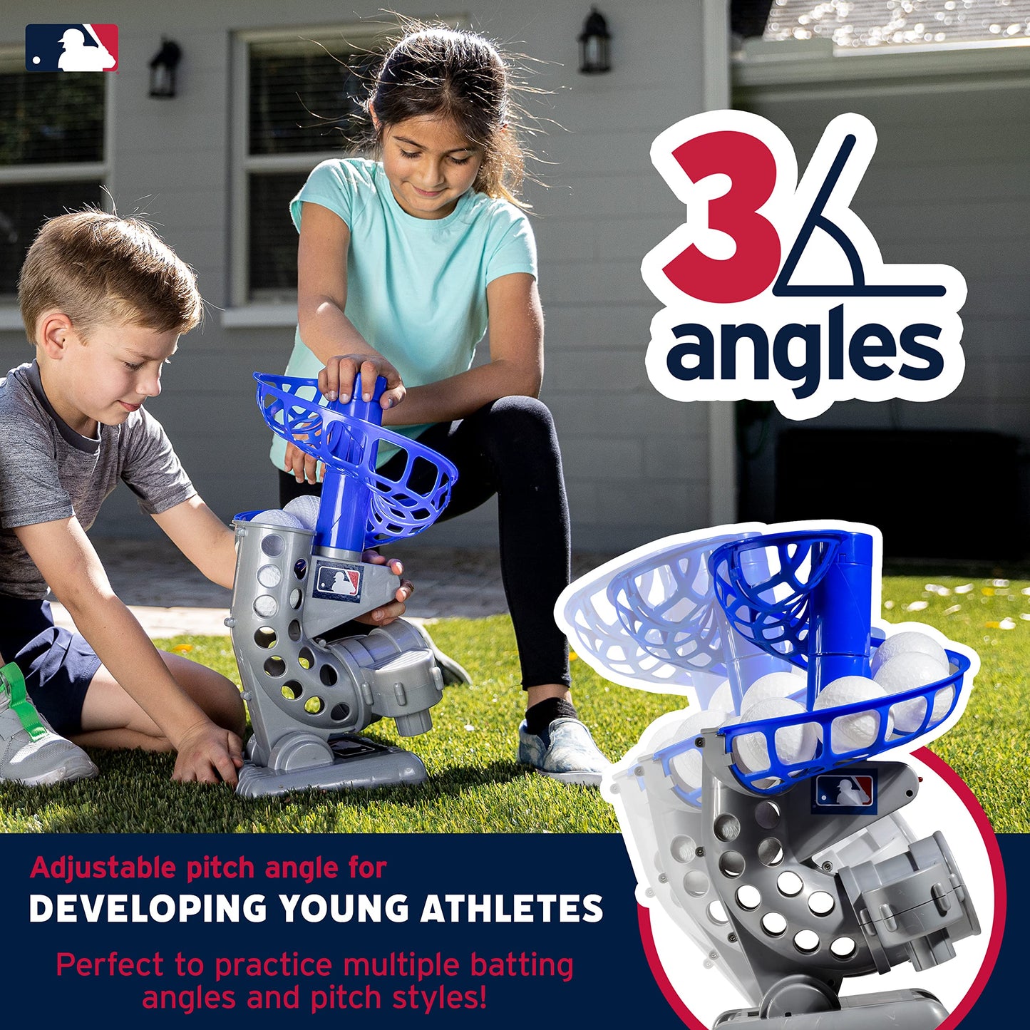 Franklin Sports MLB Electronic Baseball Pitching Machine - Automatic Youth Pitching Machine with (6) Plastic Baseballs Included