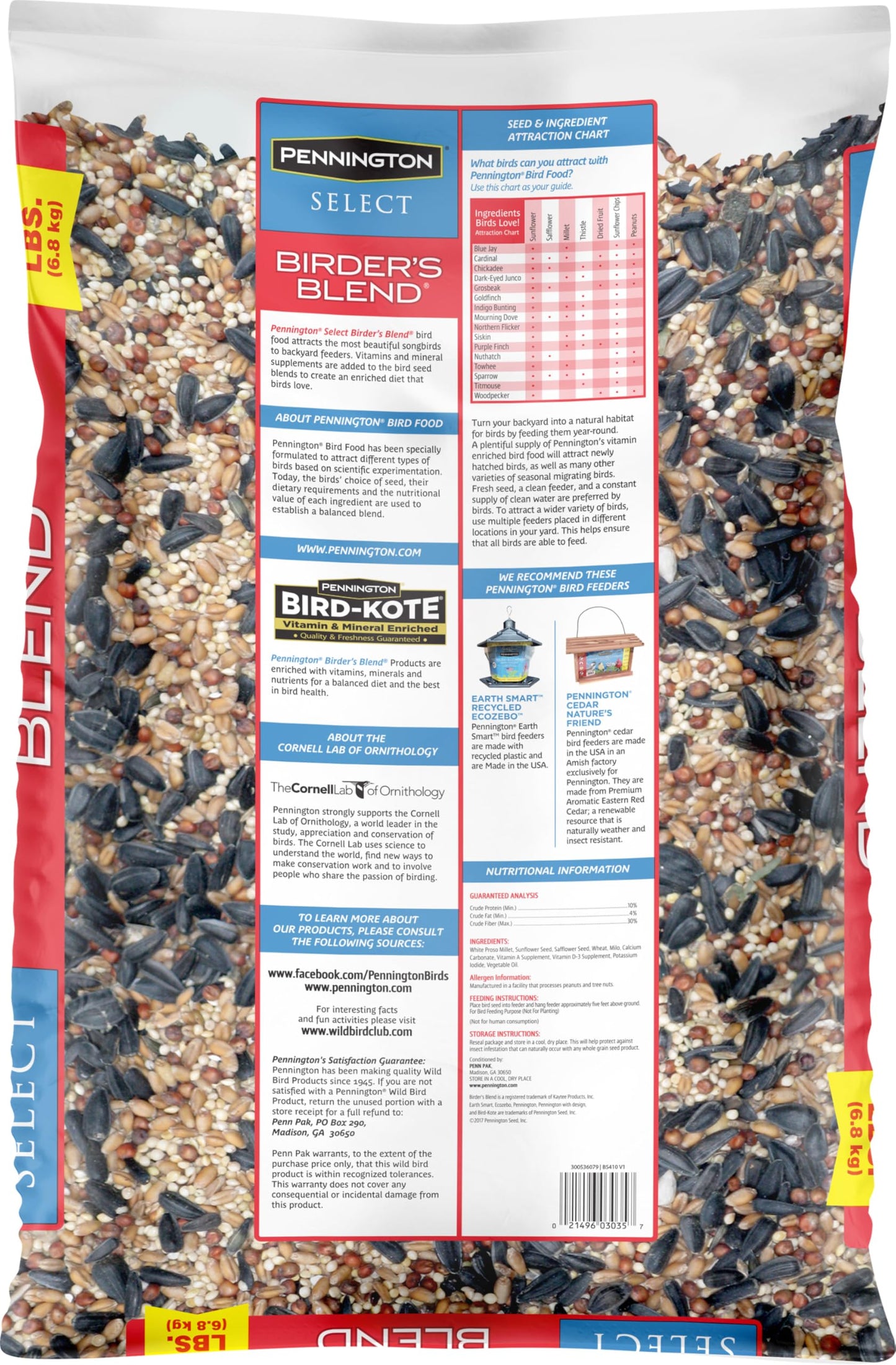 Pennington Pride Songbird Nut & Fruit Blend, Wild Bird Seed for Outside Feeders, Advanced Nutrition Formula for Bird Health, 10-lb. Bag