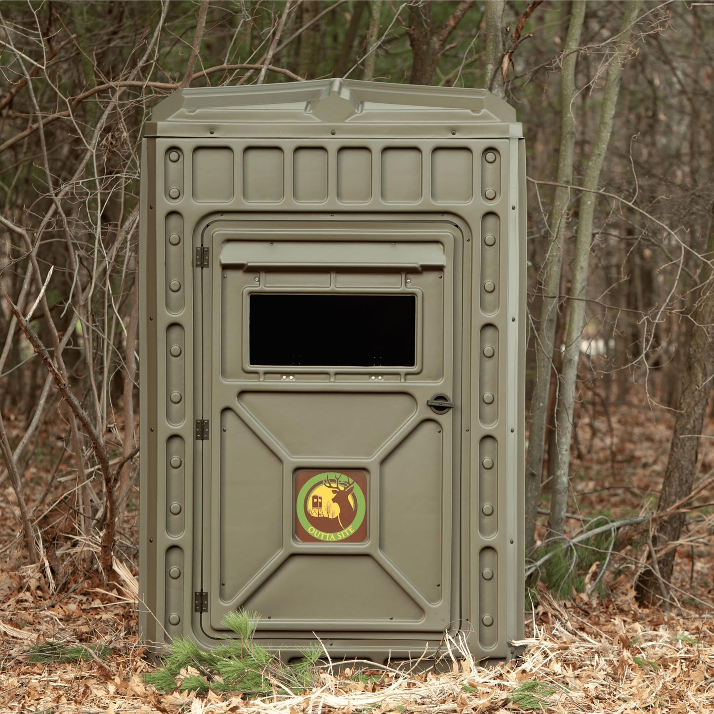 Outta Site Hunting Blind – 4 & 5 Sided High Density Plastic Hunting Blind – 1-2 & 2-3 Person Hard-Sided Ground Blind for Deer, Turkey Hunting – 360 Views – Arctic Snow Camo, Habitat Olive, Thicket Oak