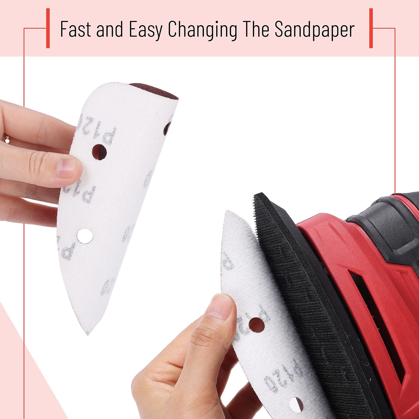 Bates- Mouse Detail Sander Sanding Pads, 30 pcs, 40/80/120/180/240 Grits, Palm Sander Sandpaper