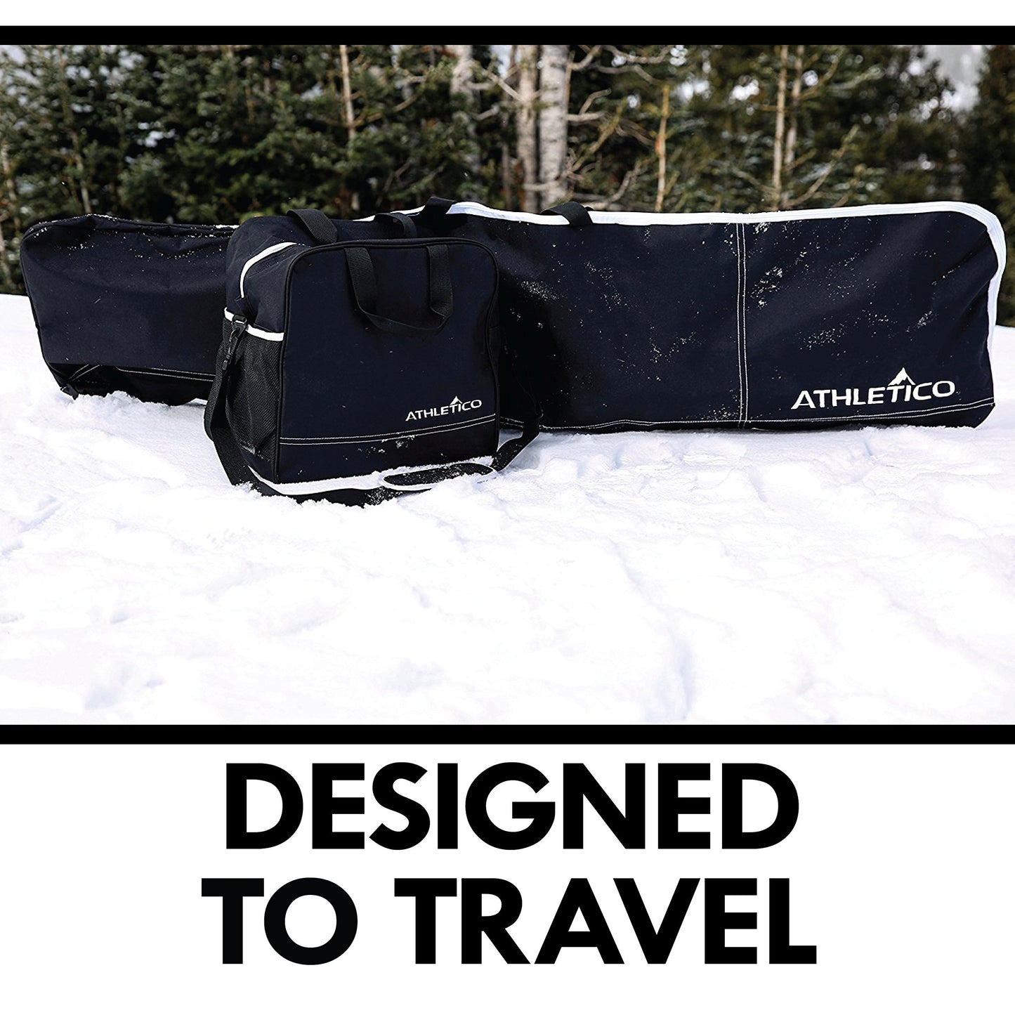Athletico Two-Piece Snowboard and Boot Bag Combo | Store & Transport Snowboard Up to 165 CM and Boots Up To Size 13 | Includes 1 Snowboard Bag & 1 Boot Bag (Black)