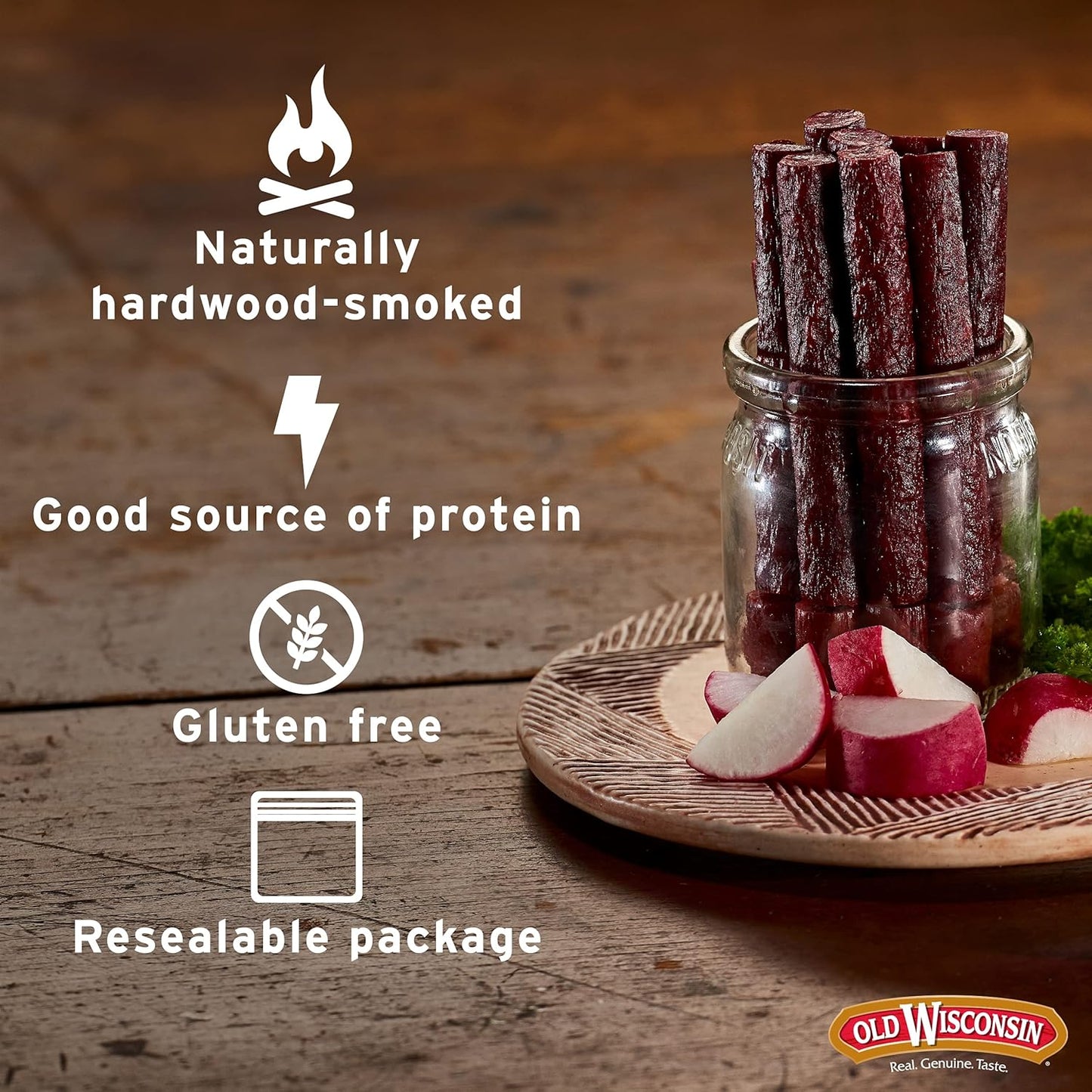 Old Wisconsin Honey Brown Sugar Turkey Sausage Snack Sticks, Naturally Smoked, Ready to Eat, High Protein, Low Carb, Keto, Gluten Free, 16 Ounce Resealable Package, Honey Turkey