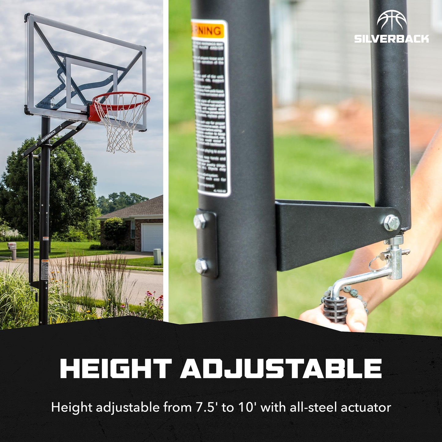 Silverback NXT 54" In-Ground Basketball Hoop with Adjustable-Height Backboard and QuickPlay Design , Black