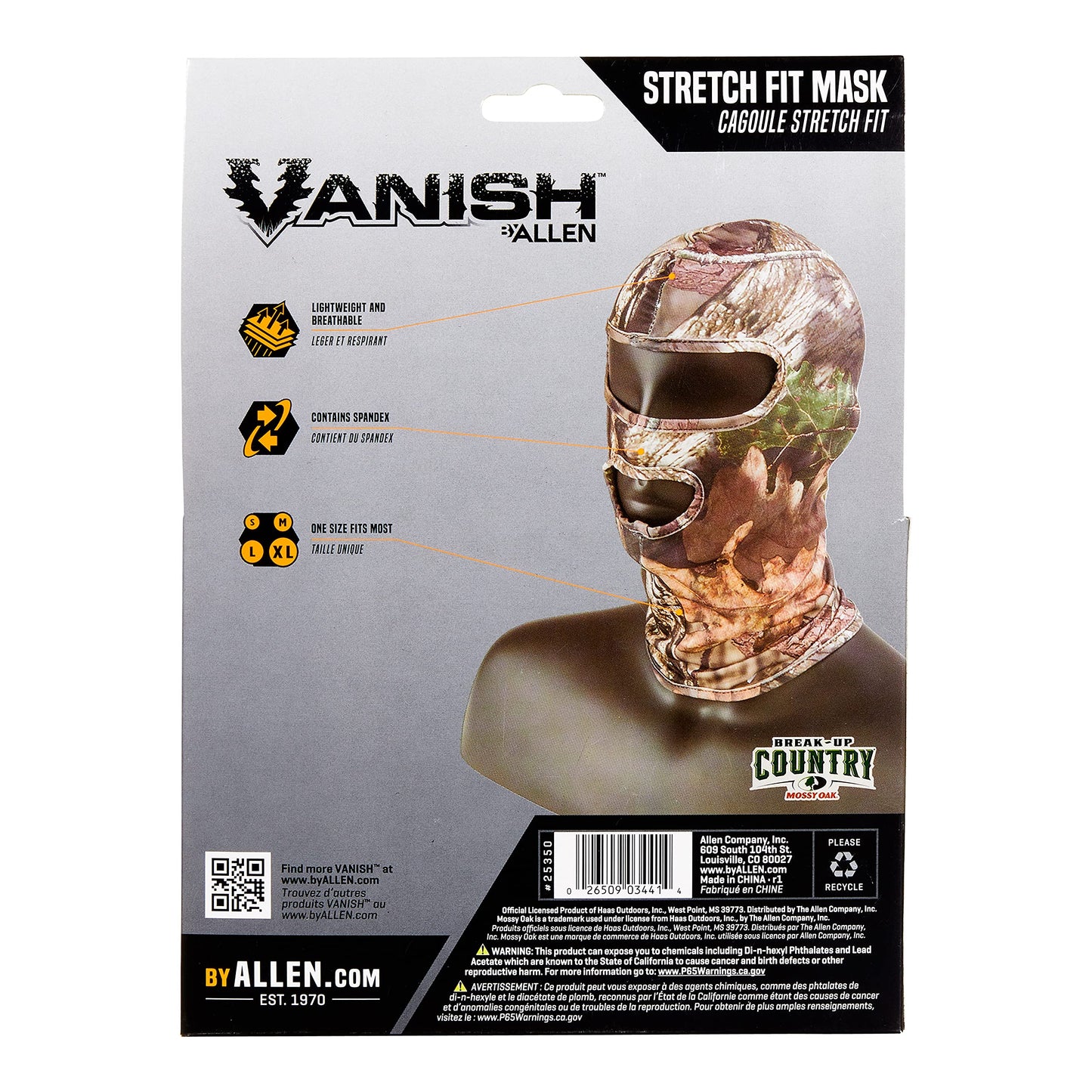 Allen Company Vanish Stretch Fit Camouflage Balaclava, Camo Hunting Face Cover