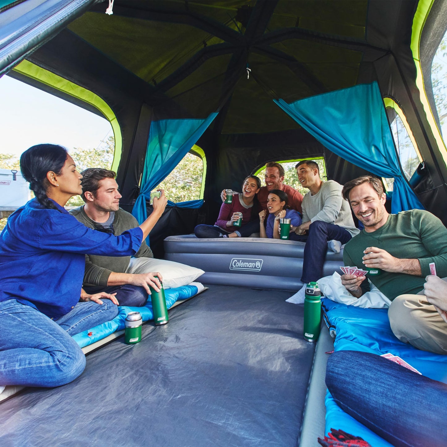 Coleman Instant Tent with 1-Minute Setup, 10-Person Tent with Pre-Attached Poles, Air Vent, & Carry Bag
