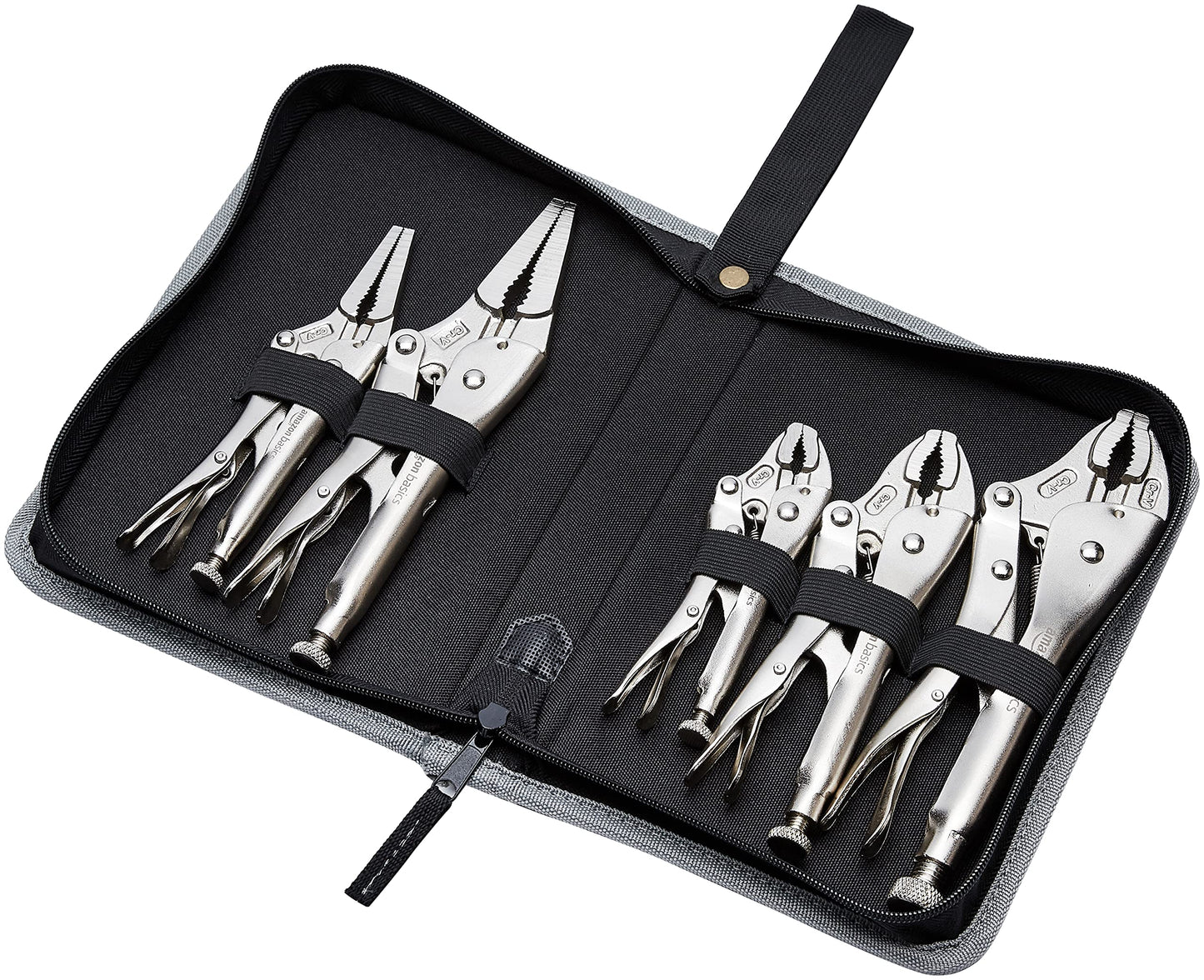 Amazon Basics 3-Piece Quick Release Groove Joint Pliers Set, Drop Forged Chrome Vanadium Steel, Includes 7-inch,10-inch, and 12-inch, Black