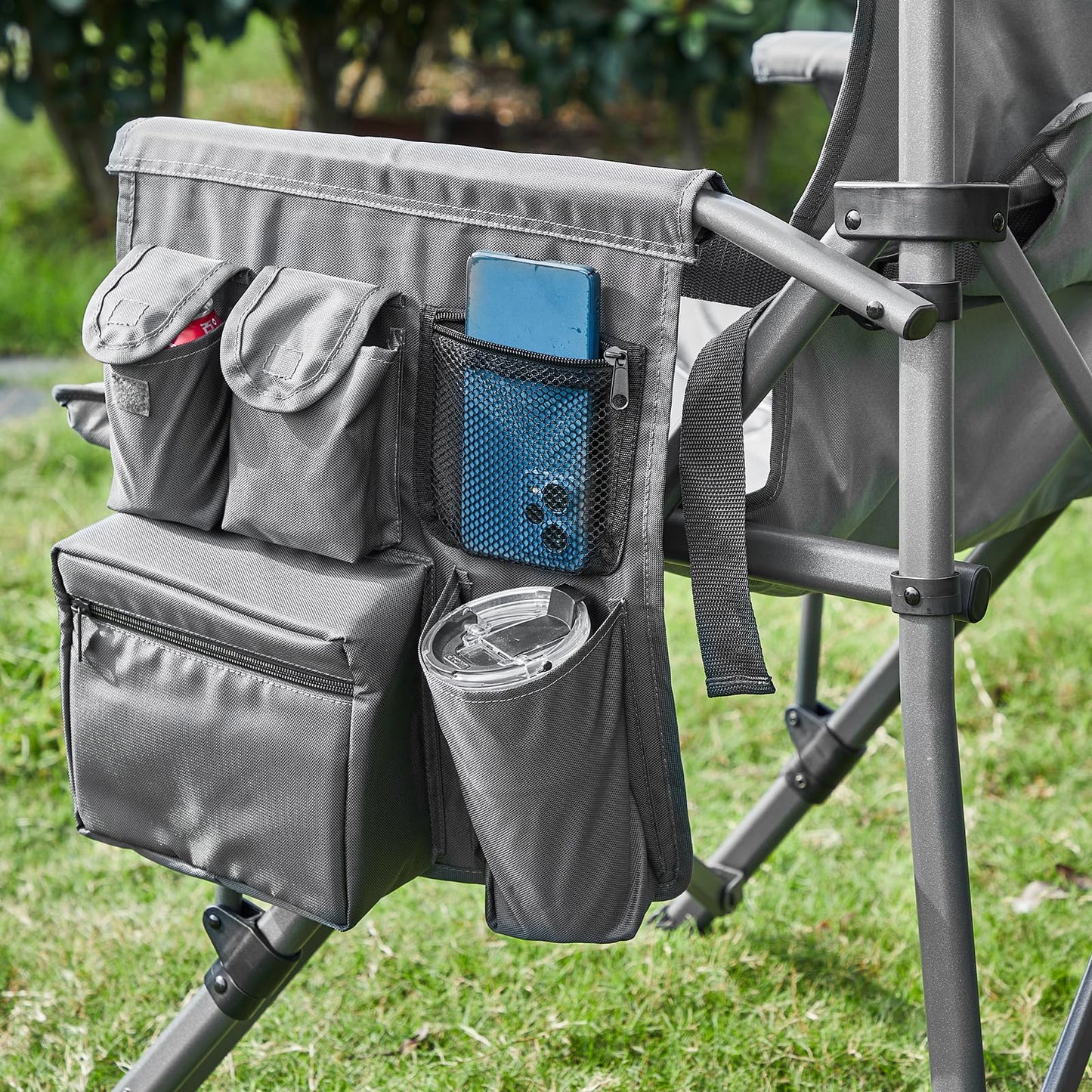 TIMBER RIDGE Oversized Folding Camping Chair High Back Heavy Duty for Adults Support up to 500lbs with Cup Holder, Side Pocket Cooler Bag