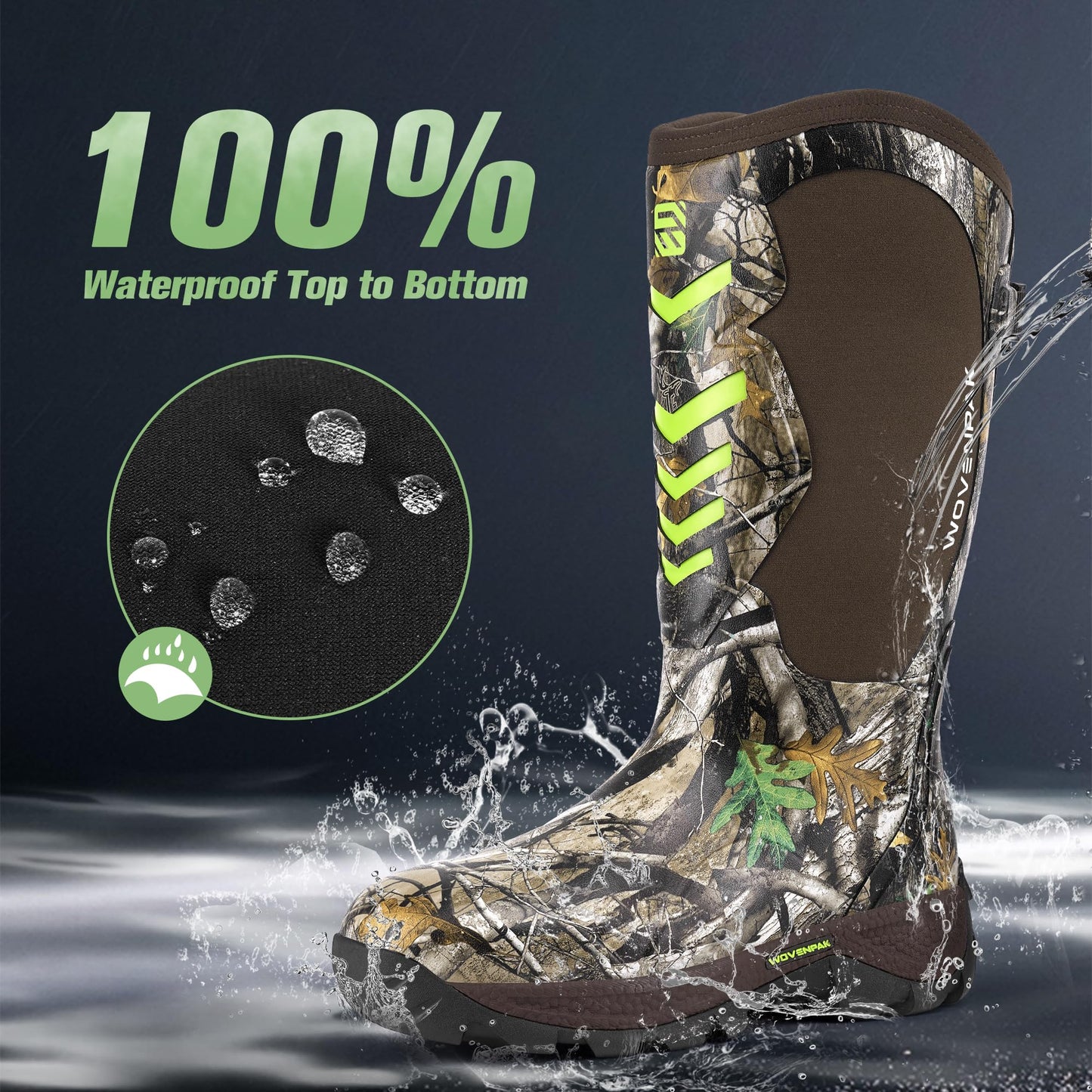 Wovenpak Rain Boots Women, Rubber Boots for Women Insulated Hunting Boots with Steel Shank, Waterproof Boots for Women, Womens Work Boots 6mm Neoprene Rain Boots Outdoor, Size 6-11